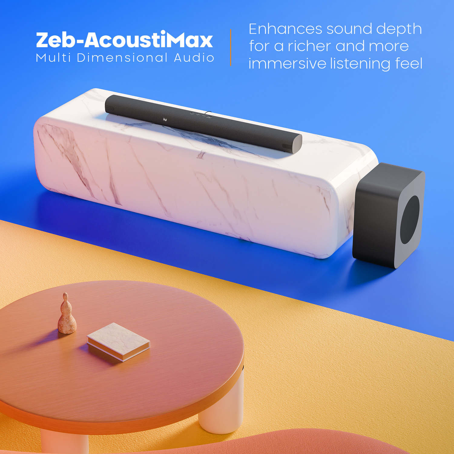 Image of ZEBRONICS Juke Bar 9890,Dolby Atmos,DTSx,Wireless Subwoofer & Satellites,5 Driver Soundbar 1030 W Bluetooth Soundbar