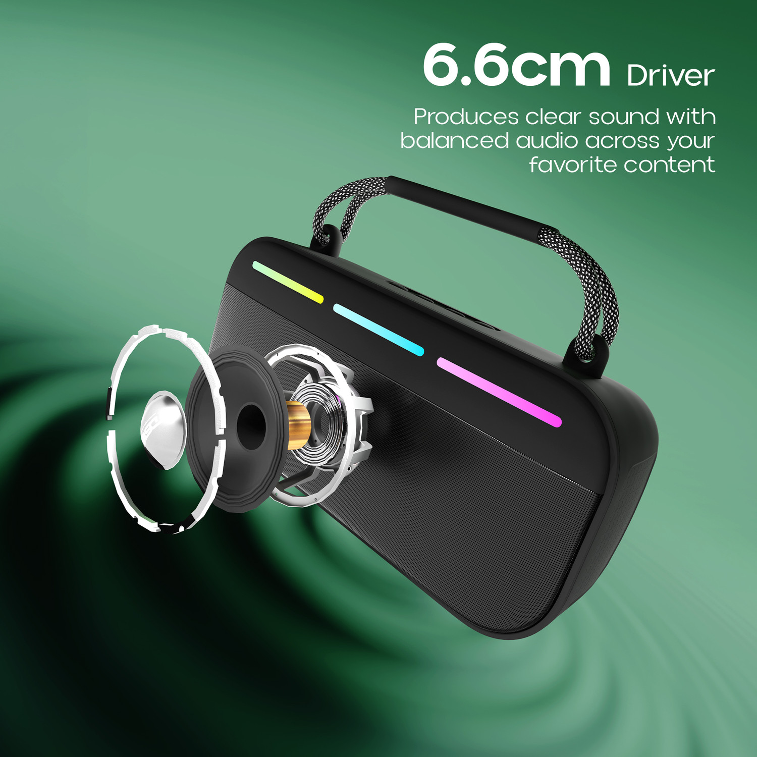 Image of ZEBRONICS Sound Feast 45, 5hrs Playback, TWS, RGB, USB, 20 W Bluetooth Speaker