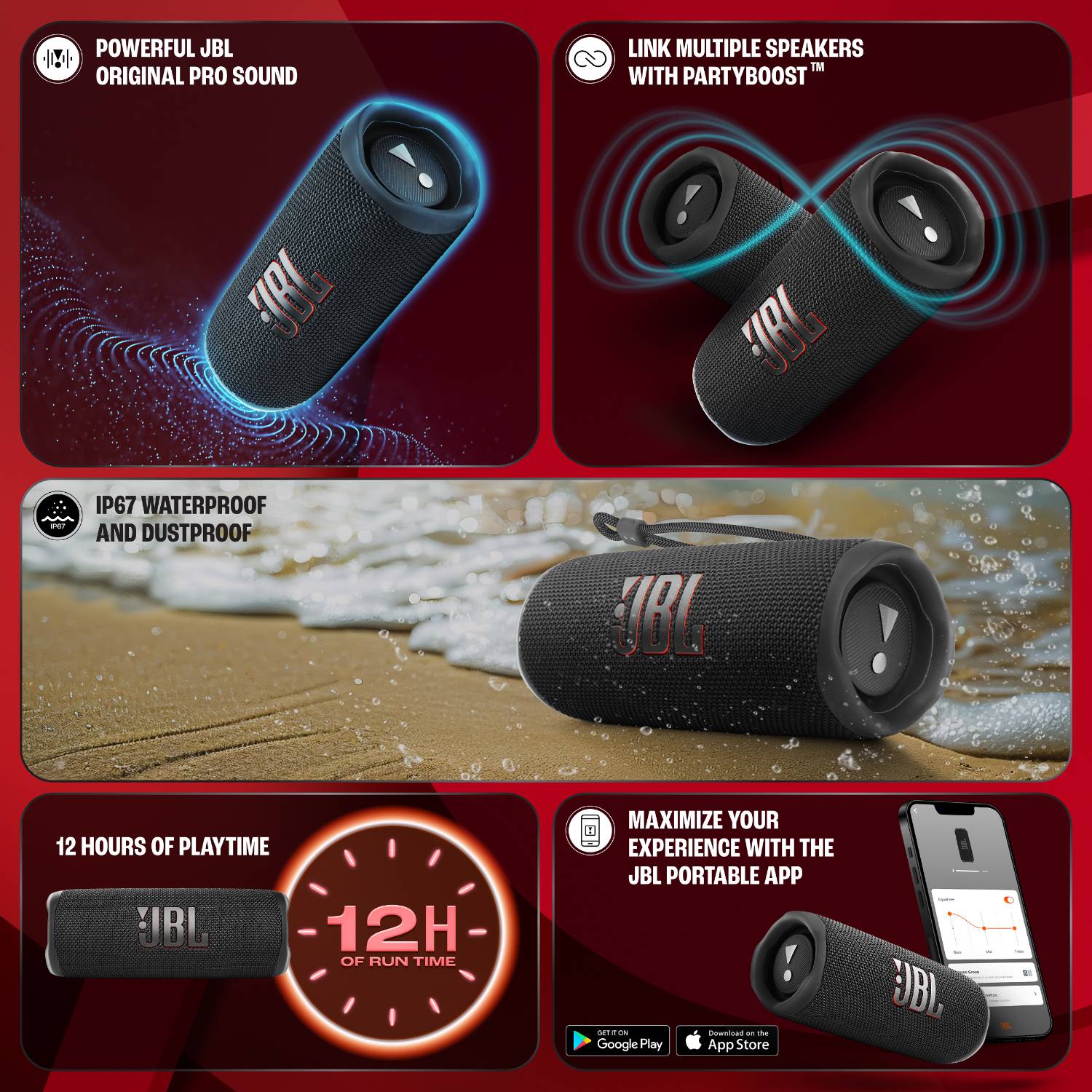 Buy JBL Flip 6 with 12Hr Playtime, Customize Audio by App,IP67