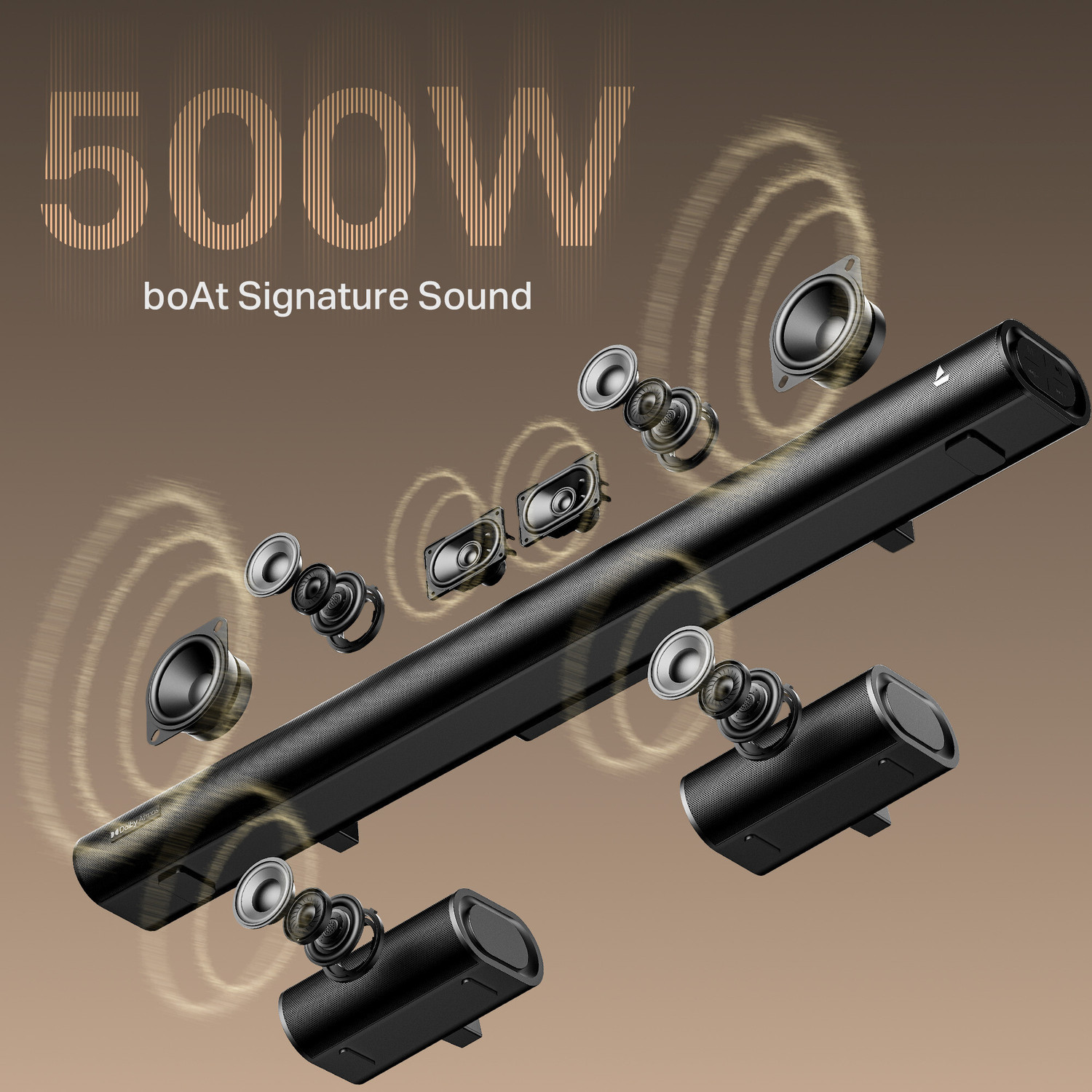 Image of boAt Aavante Prime 5.1 5000DA with Dolby Atmos 500 W Bluetooth Soundbar (Premium Black, 5.1 Channel)
