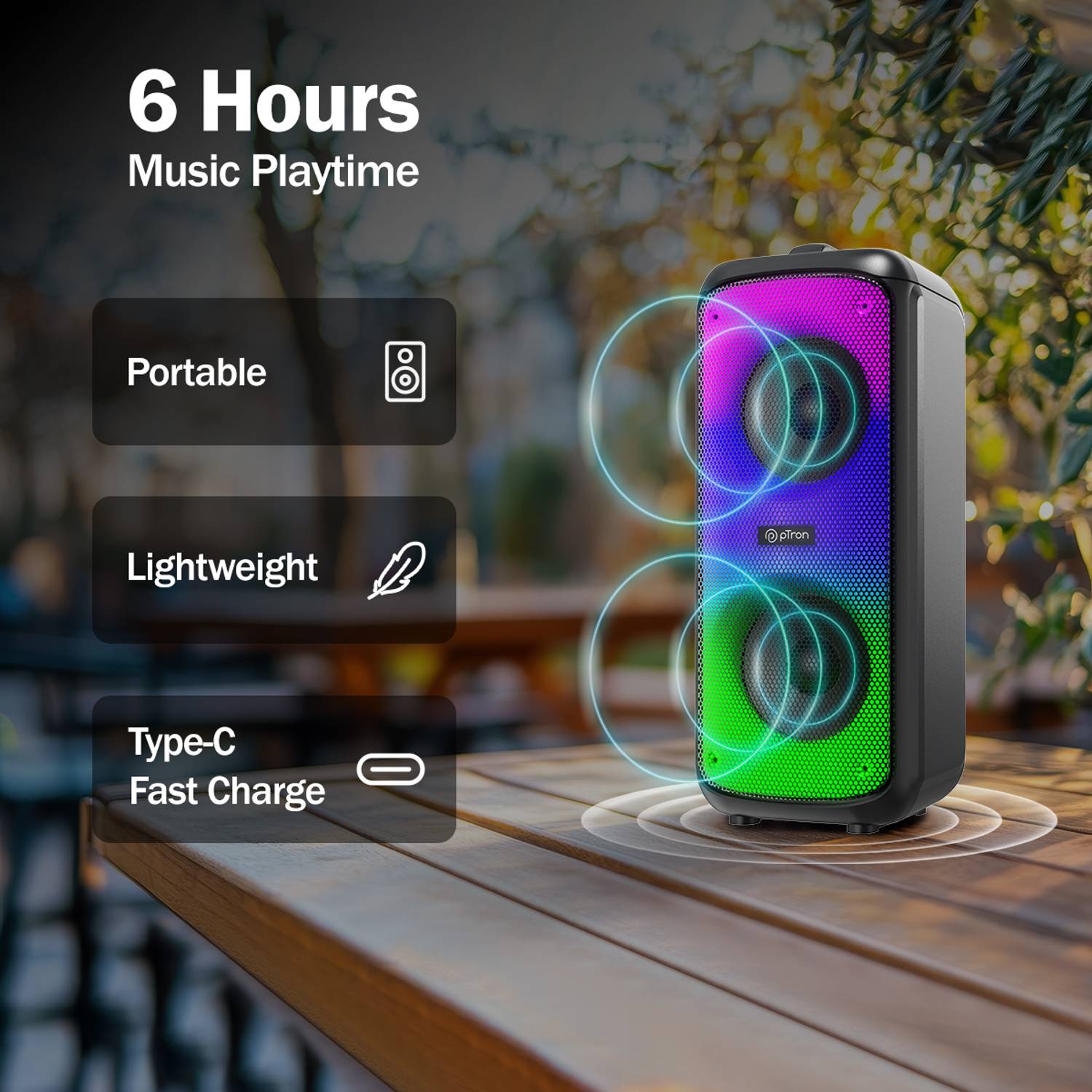 PTron Fusion Beats 48W Bluetooth Speaker - Image 5