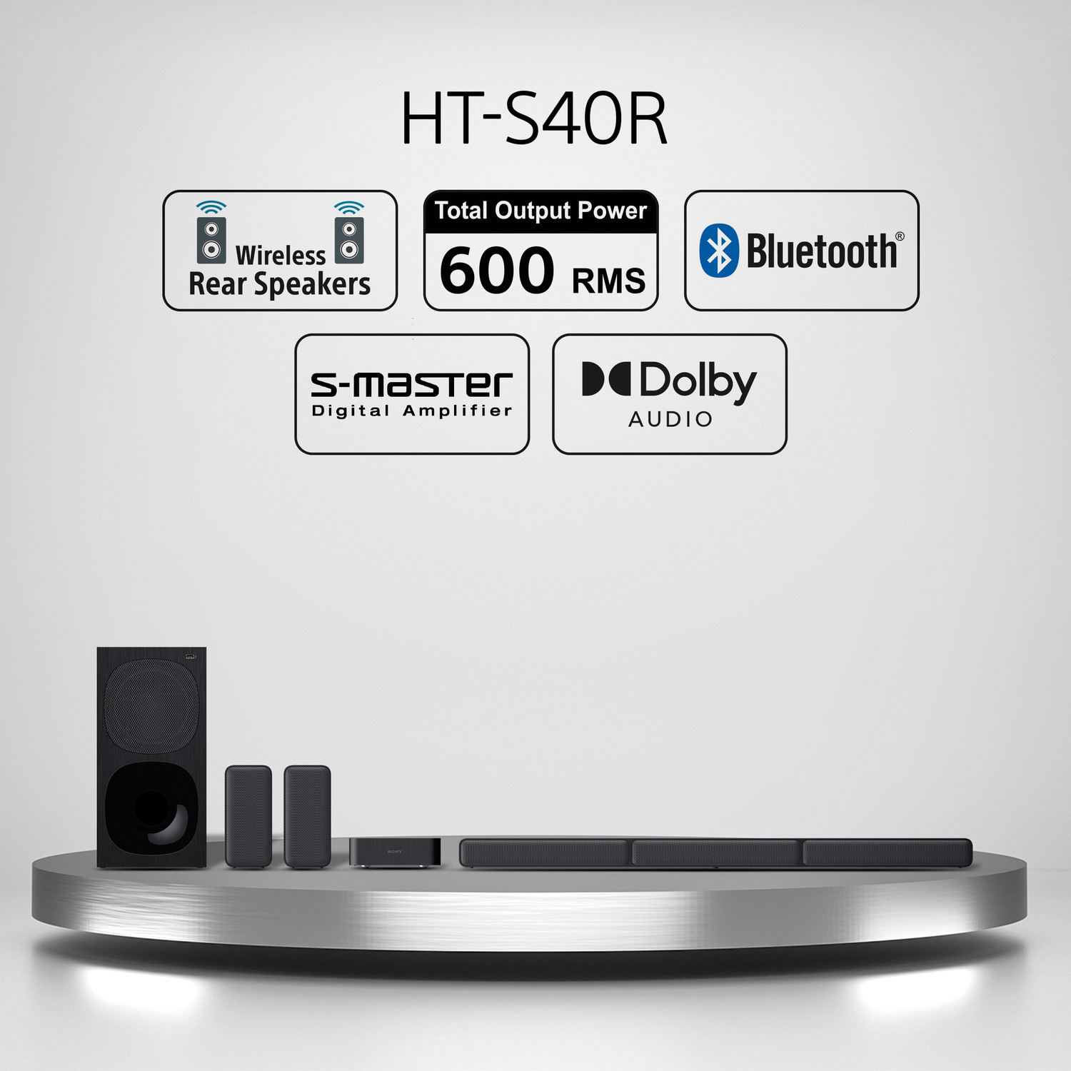 Image of SONY HT-S40R 5.1ch Home Theatre with Dolby Digital, Subwoofer, Rear Speakers, 600 W Bluetooth Soundbar