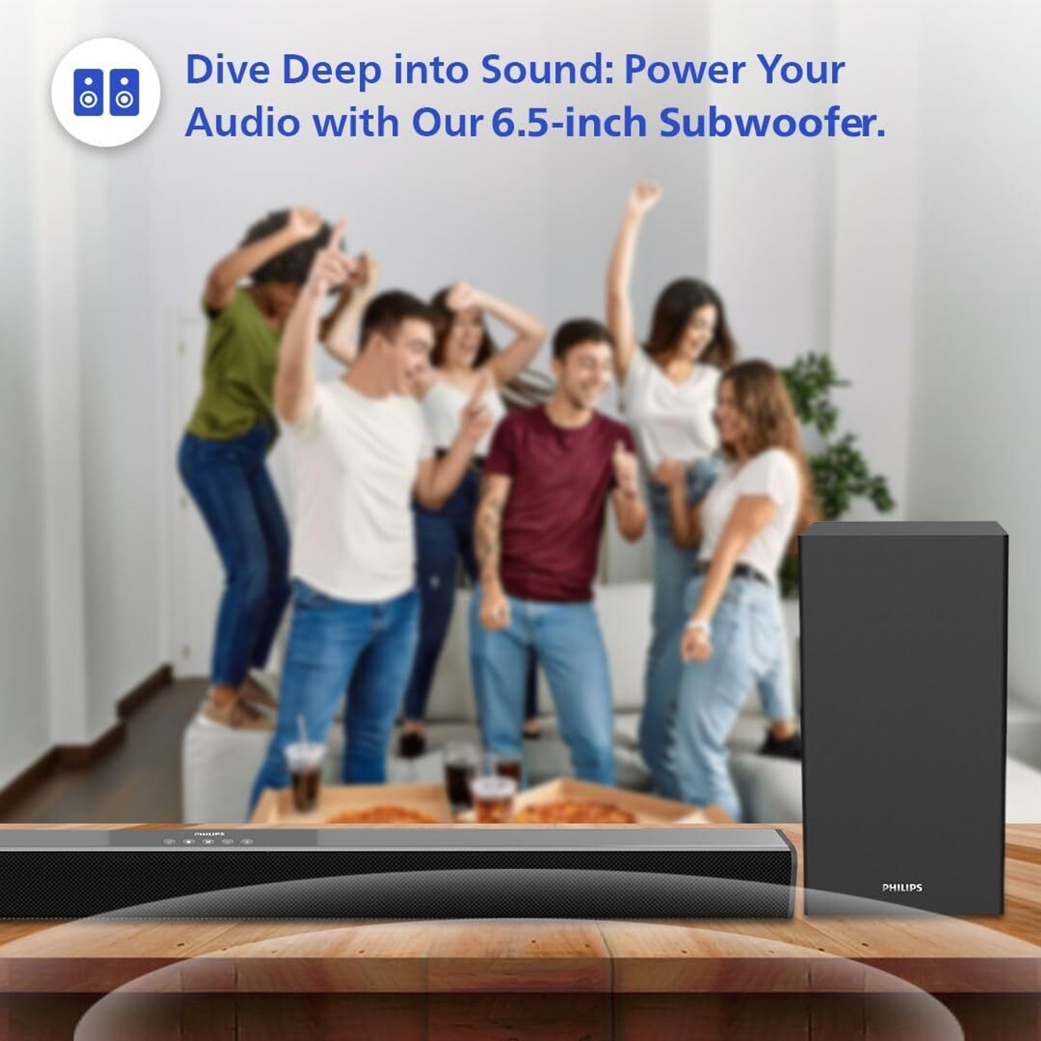 Image of PHILIPS TAB4228 /94 With Subwoofer, Rich Bass, 3EQ Modes, BT /HDMI /USB /Optical /Coaxial /AUX 160 W Bluetooth Soundbar