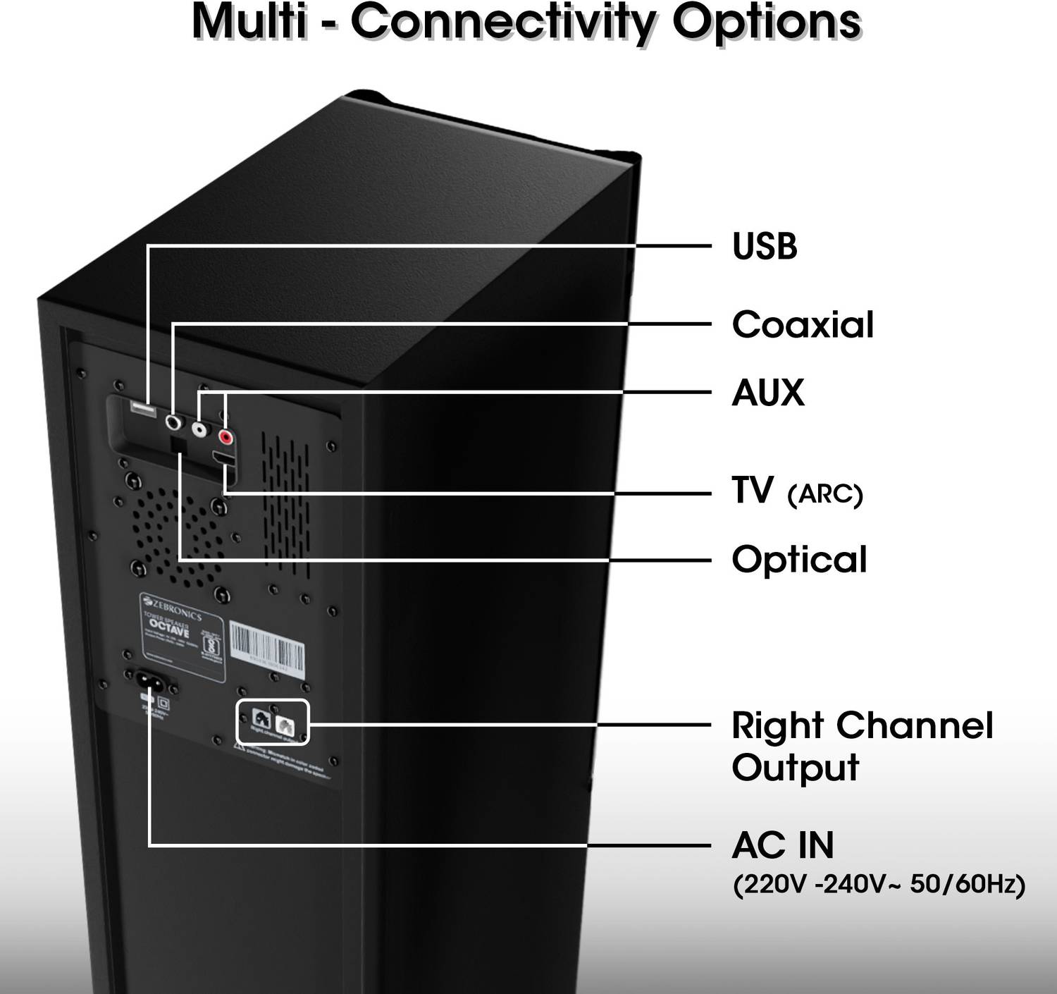 ZEBRONICS Octave 340W Bluetooth Tower Speaker - Image 5