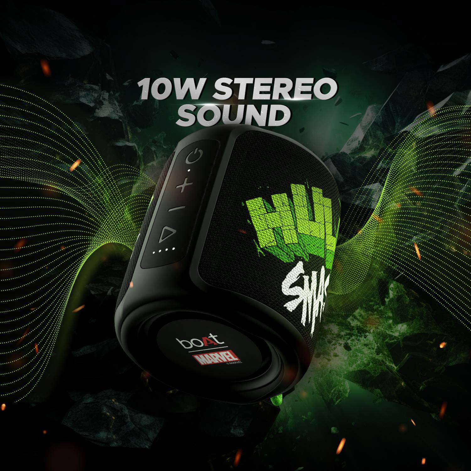 boAt Stone 350 Hulk Edition 10W Bluetooth Speaker Beige - Image 3
