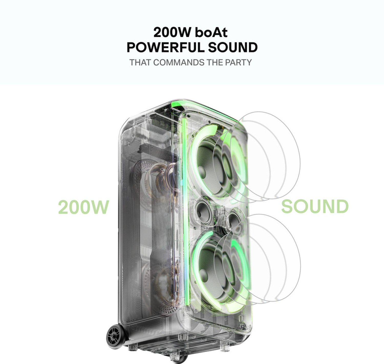 Image of boAt PartyPal 500, 200W Party Speaker,Karaoke Auto-Tuner,UHF Mic,RGB LEDs,App Support 200 W Bluetooth Tower Speaker