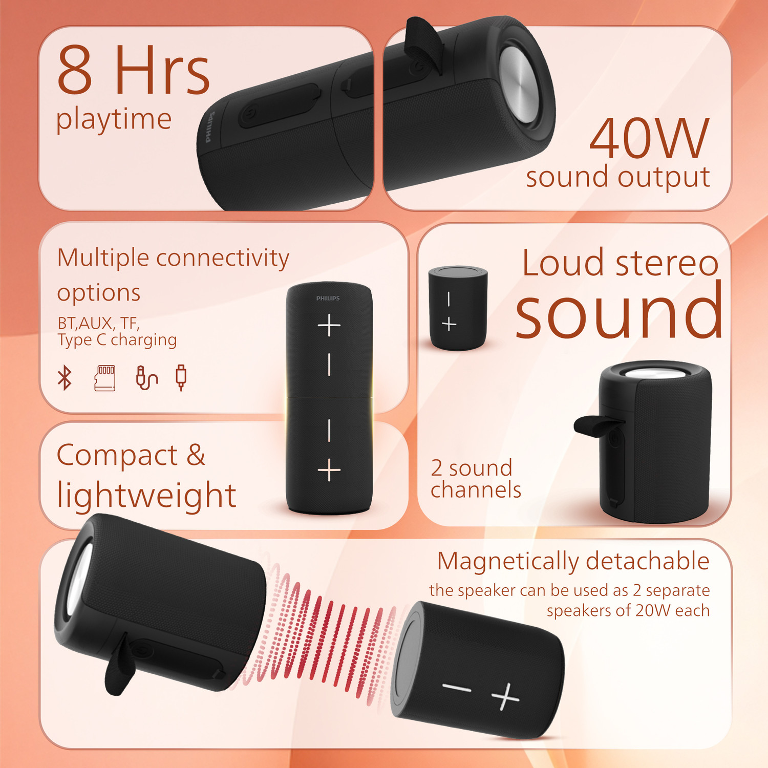 Image of PHILIPS TAS4400BK /94 40 W Bluetooth Speaker