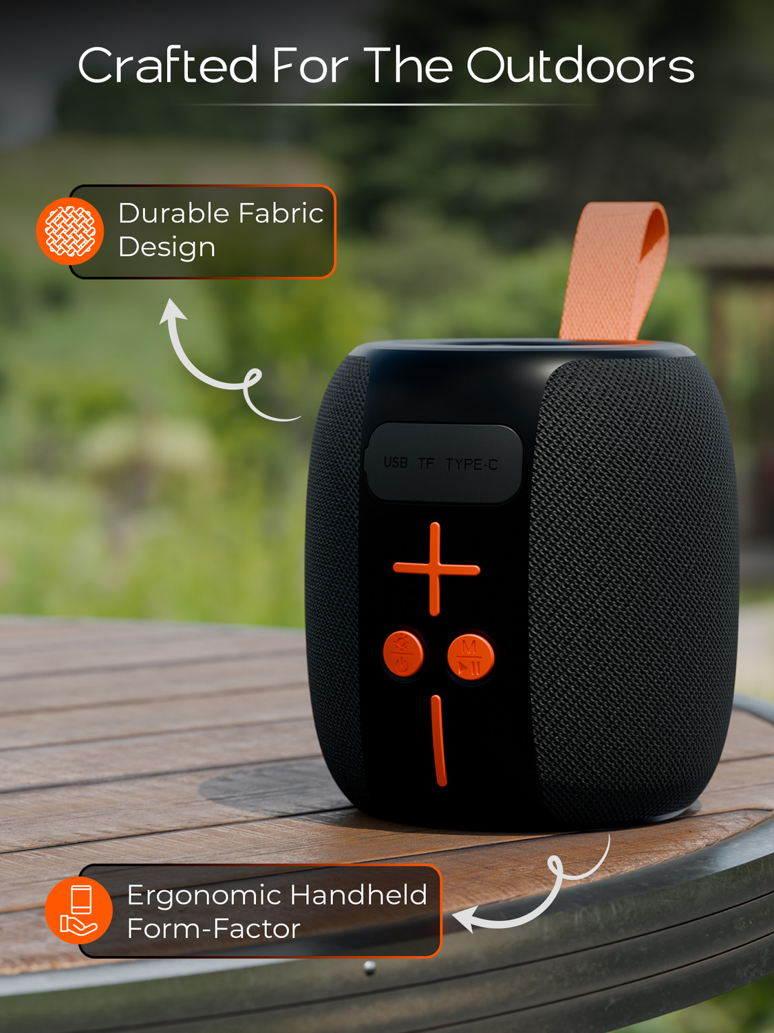Image of TRIGGR Roar 8 with RGB Lights, Fabric Exterior, TWS & FM Mode, 12H Playtime, BT v5.4 8 W Bluetooth Speaker