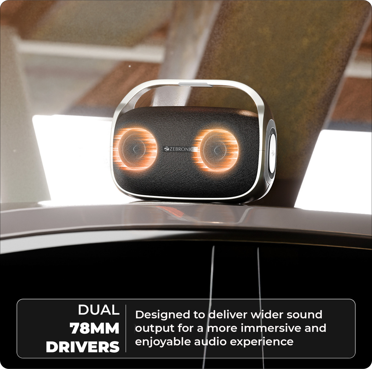 Image of ZEBRONICS Sound Feast 270, 6Hrs Playback, Dual Drivers, TWS, BTv5.3, USB, AUX, LED, Type-C 60 W Bluetooth Party Speaker