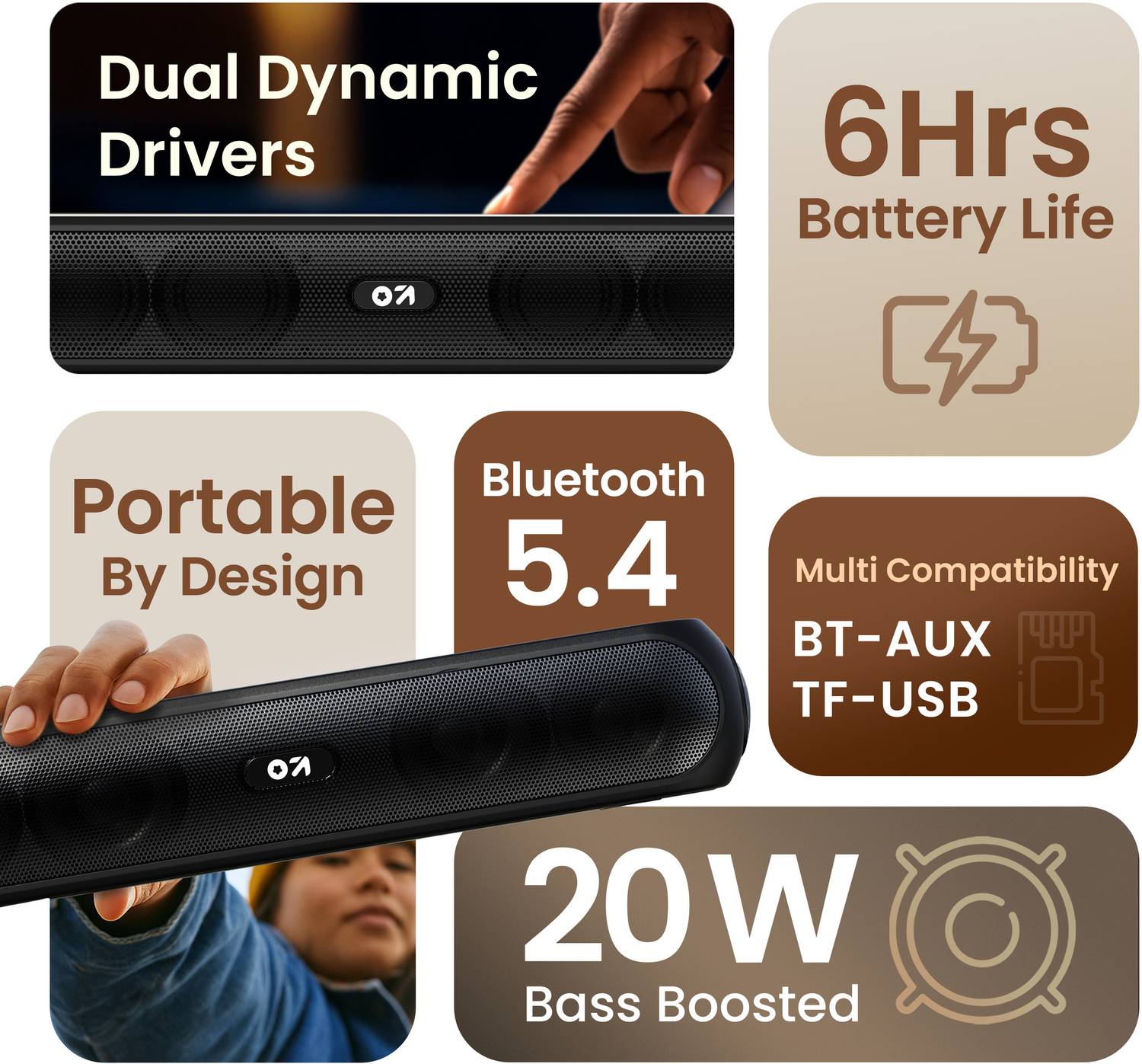 GOBOULT Bassbox X20 20W Bluetooth Soundbar Black - Image 2