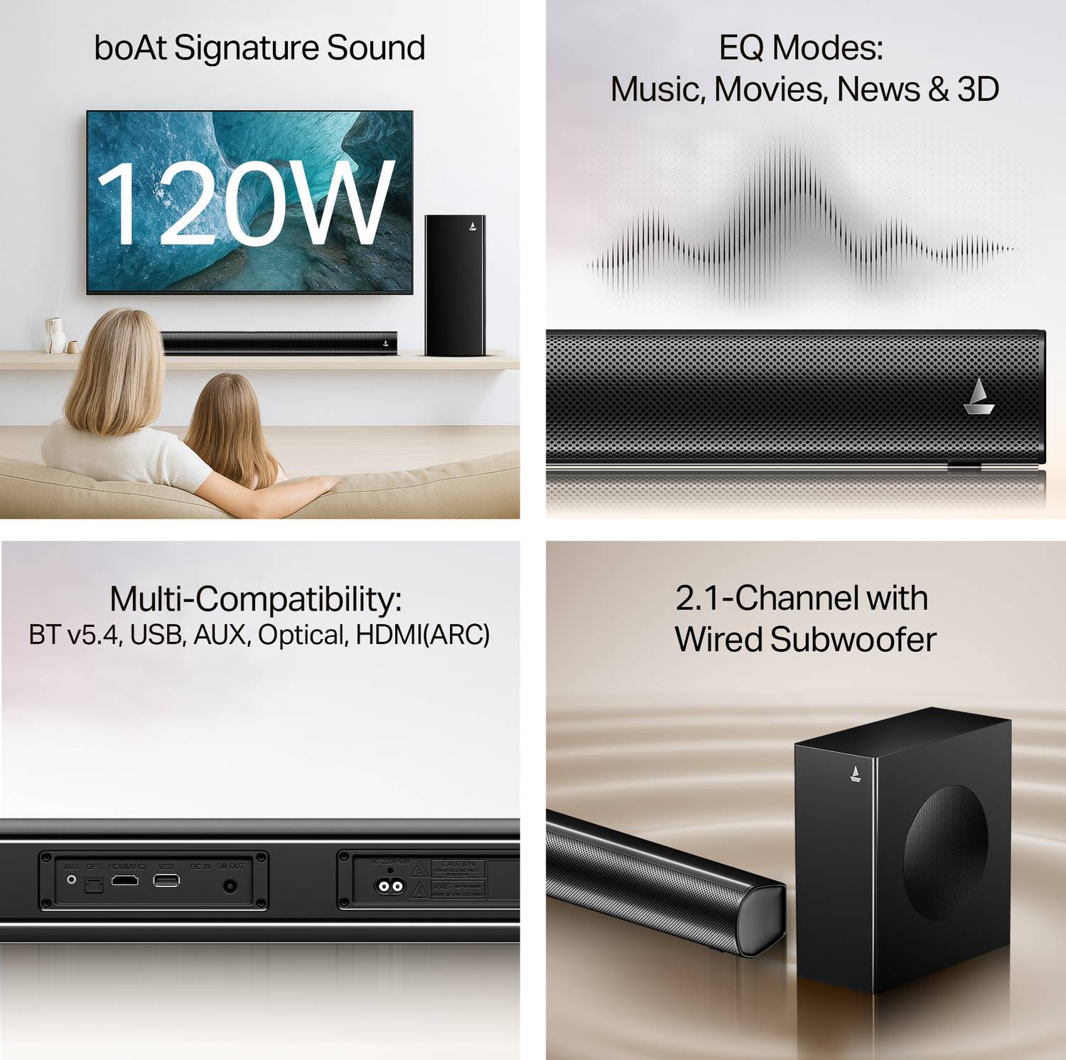 boAt Aavante 2.1 1200 120 W Bluetooth Soundbar Black - Image 2