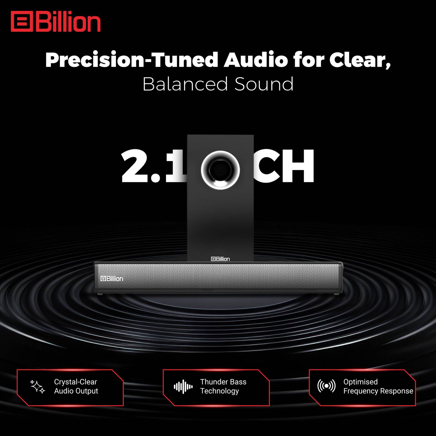 Billion Thunder 80 80W 2.1 Channel Bluetooth Soundbar - Image 4