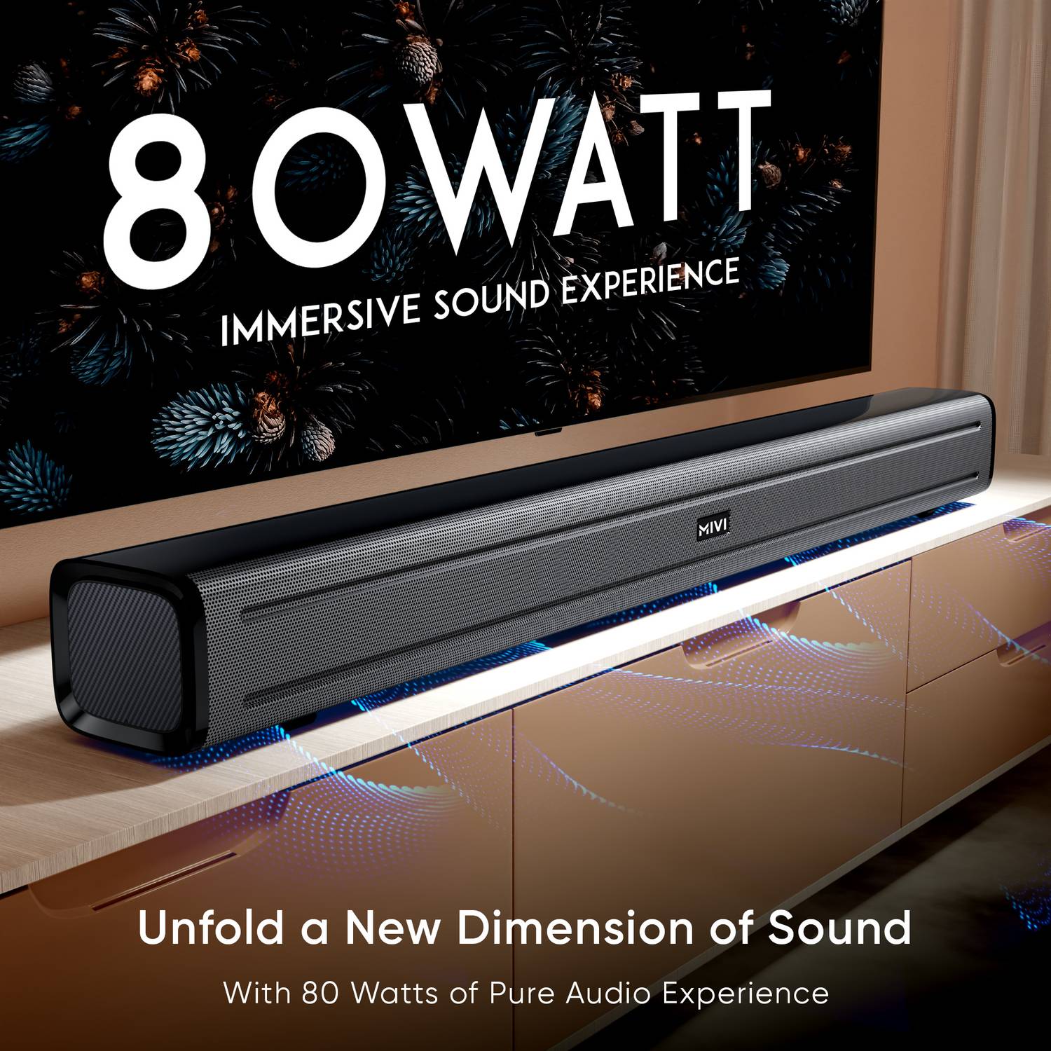 Mivi Fort S80 80W Bluetooth Soundbar with Subwoofers - Image 3