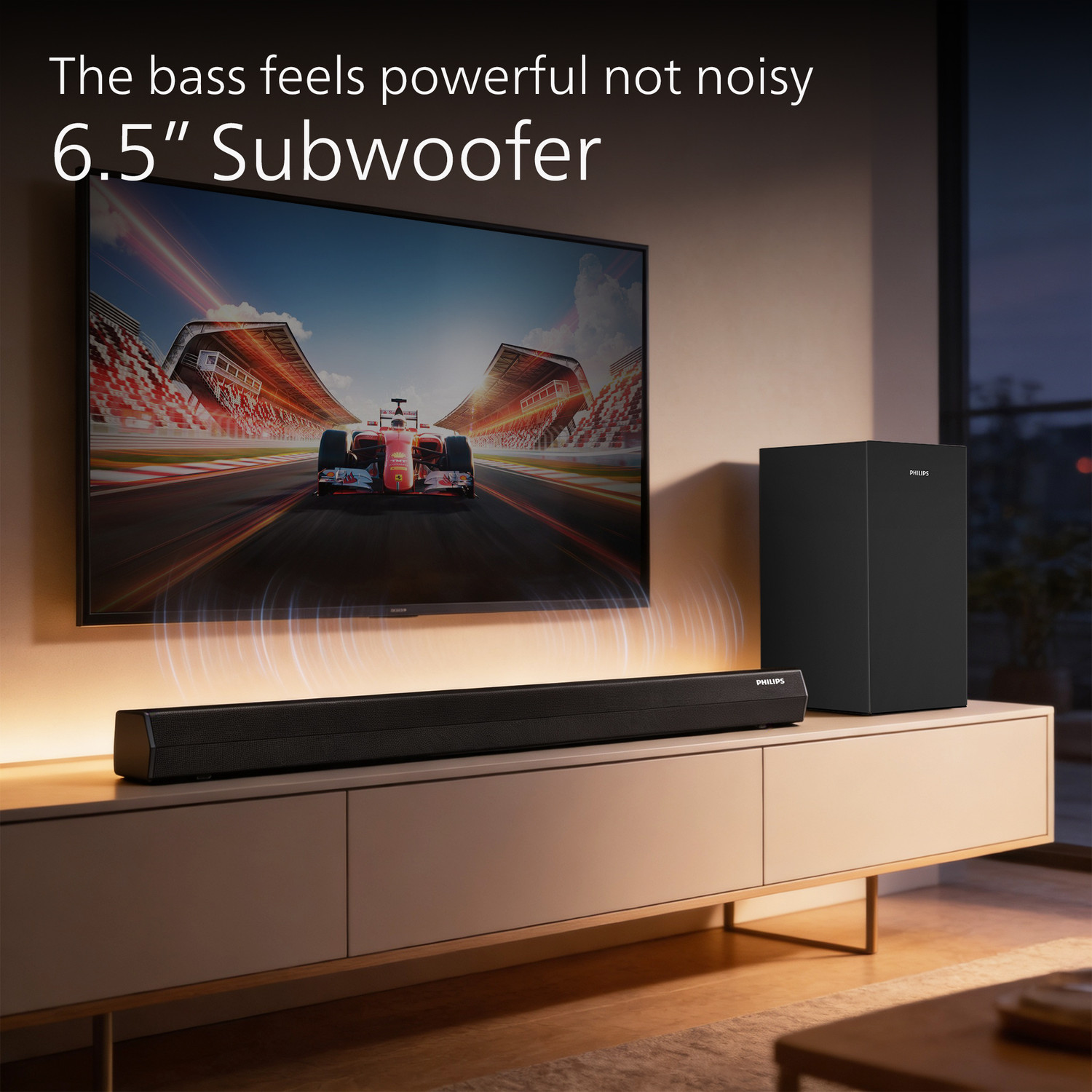 Image of PHILIPS TAB4451 /94 6.5 Inch Subwoofer� HDMI ARC, USB & Optical Connectivity 250 W Bluetooth Soundbar