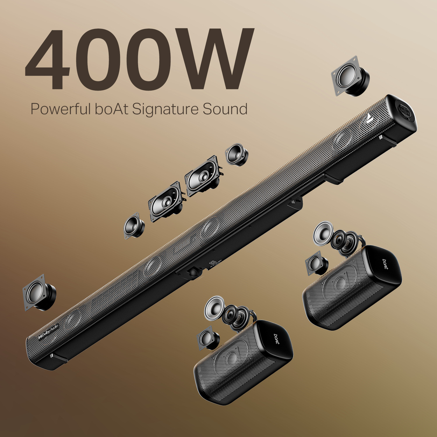 Image of boAt Aavante Prime 5.1 4050D, Dolby Audio, Multi Connect,Wireless Satellites,EQ Modes 400 W Bluetooth Soundbar (Black, 5.1 Channel)