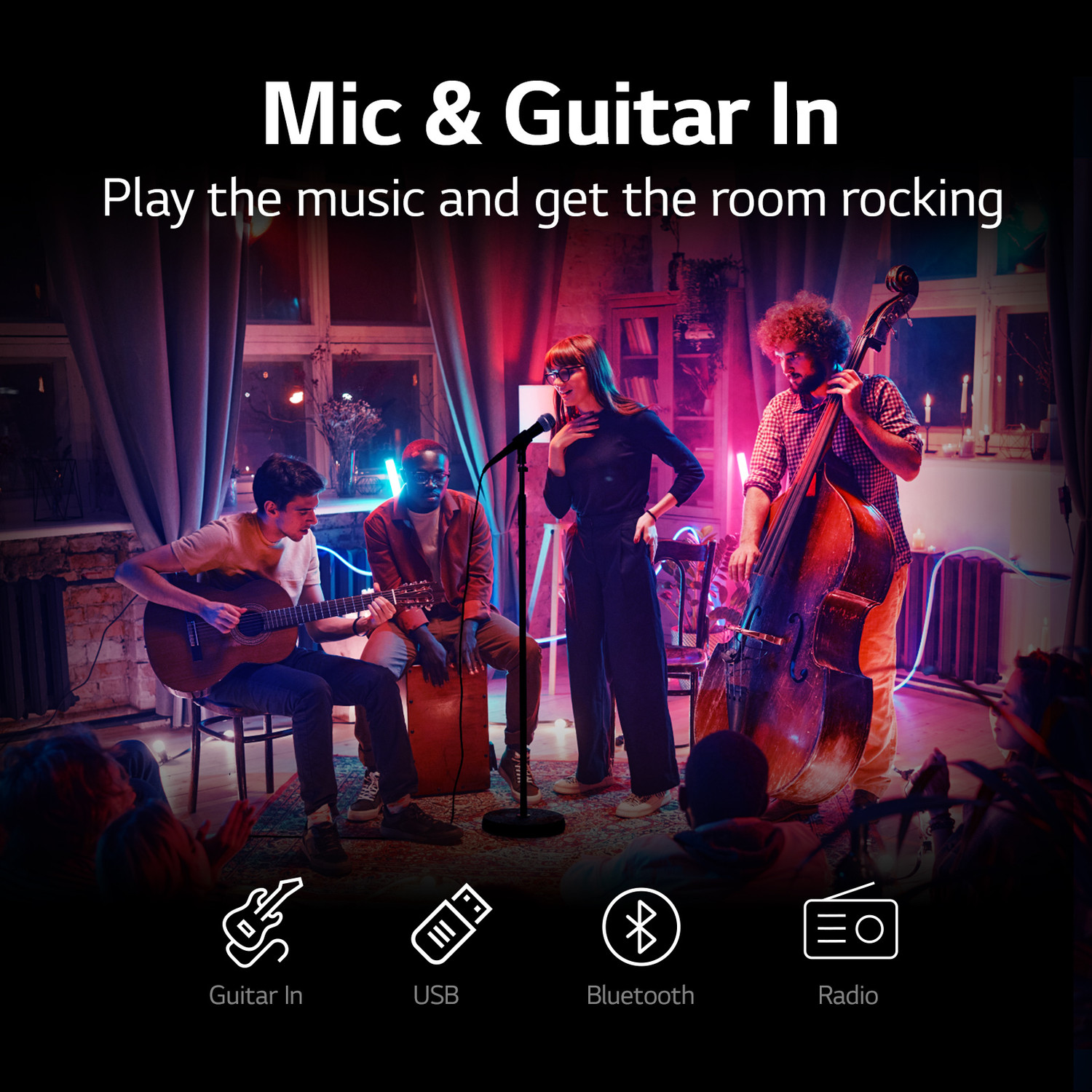 Image of LG RNC5, Powerful sound, Deep Bass, Mic & Guitar input karaoke Bluetooth Party Speaker