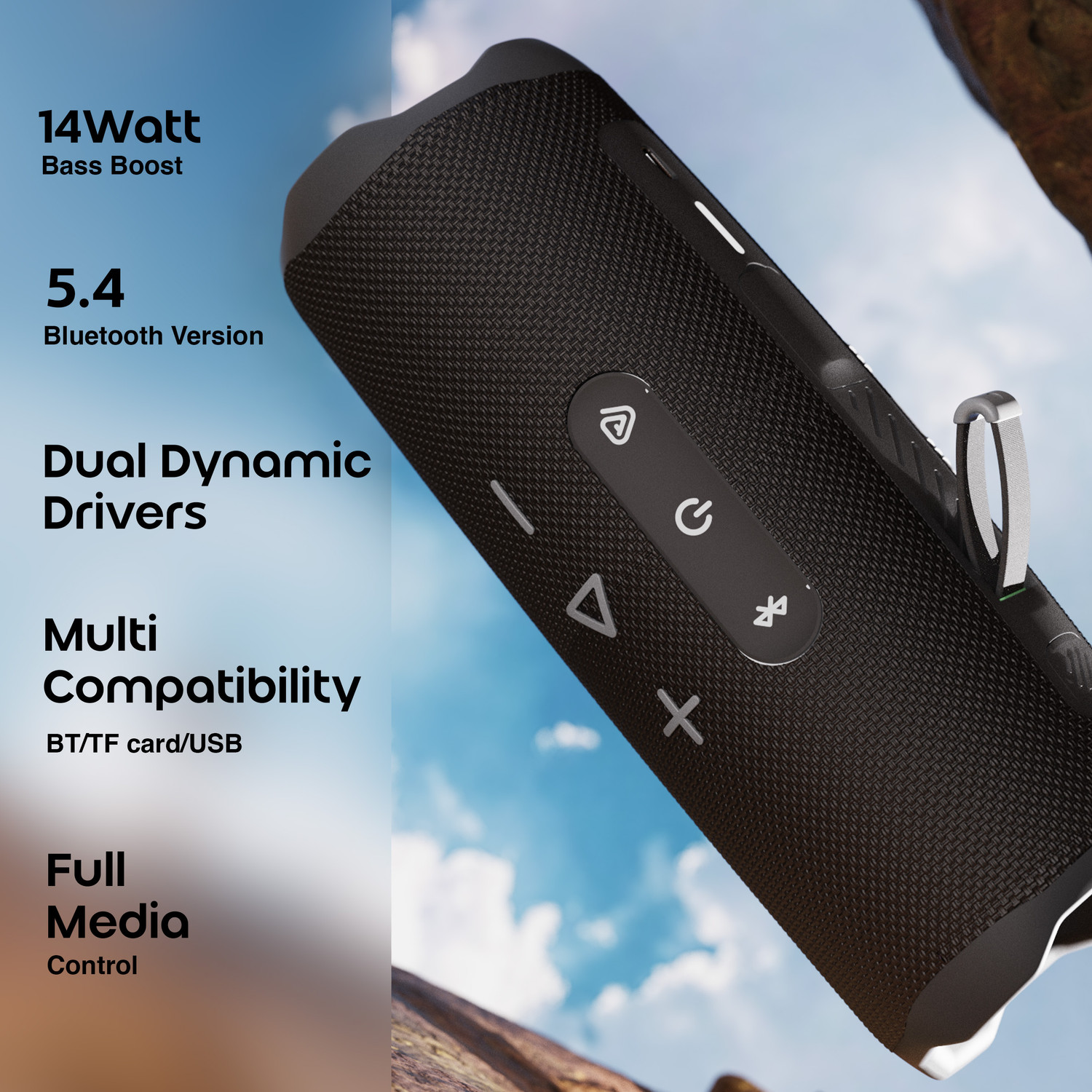 Image of GOBOULT Groove 14W, Dual Dynamic Drivers, RGB LED, TWS Connectivity, Upto 10Hrs Battery 14 W Bluetooth Speaker
