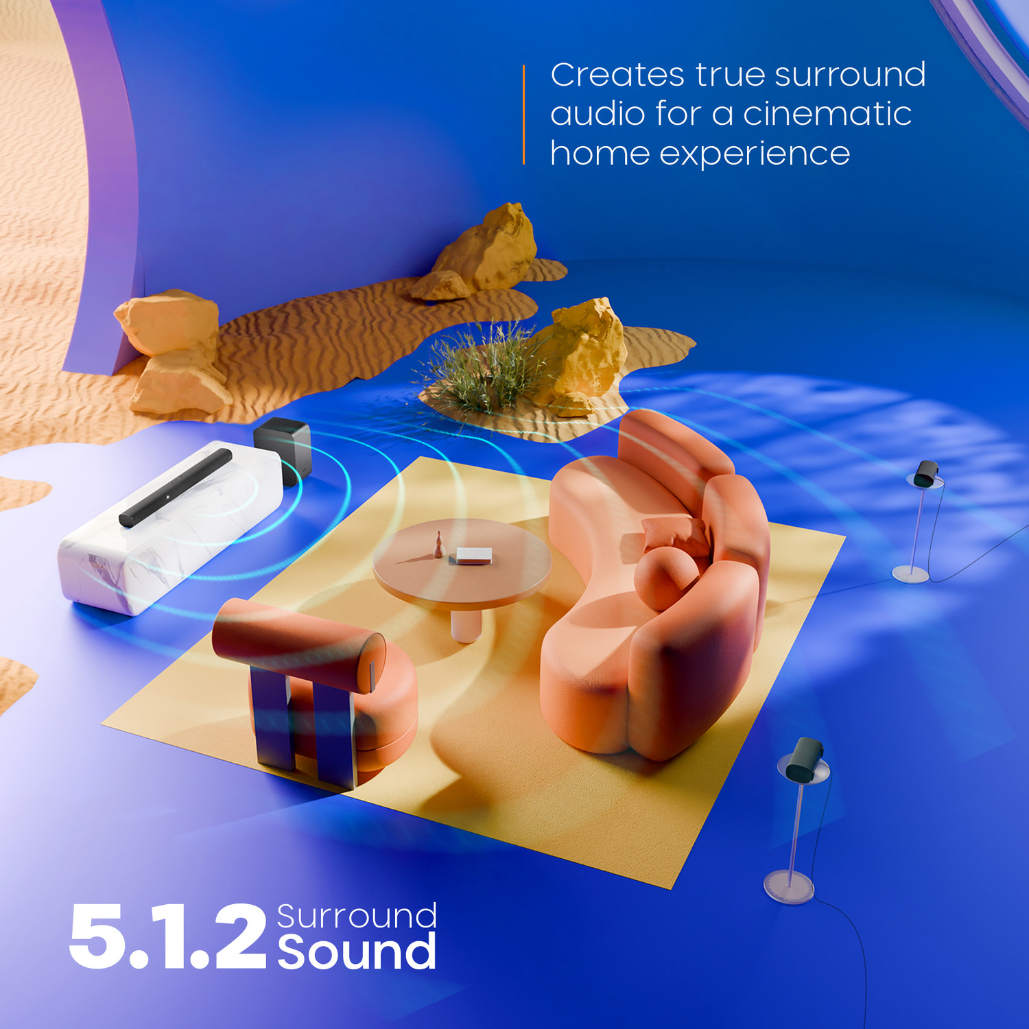 Image of ZEBRONICS Juke Bar 9890,Dolby Atmos,DTSx,Wireless Subwoofer & Satellites,5 Driver Soundbar 1030 W Bluetooth Soundbar