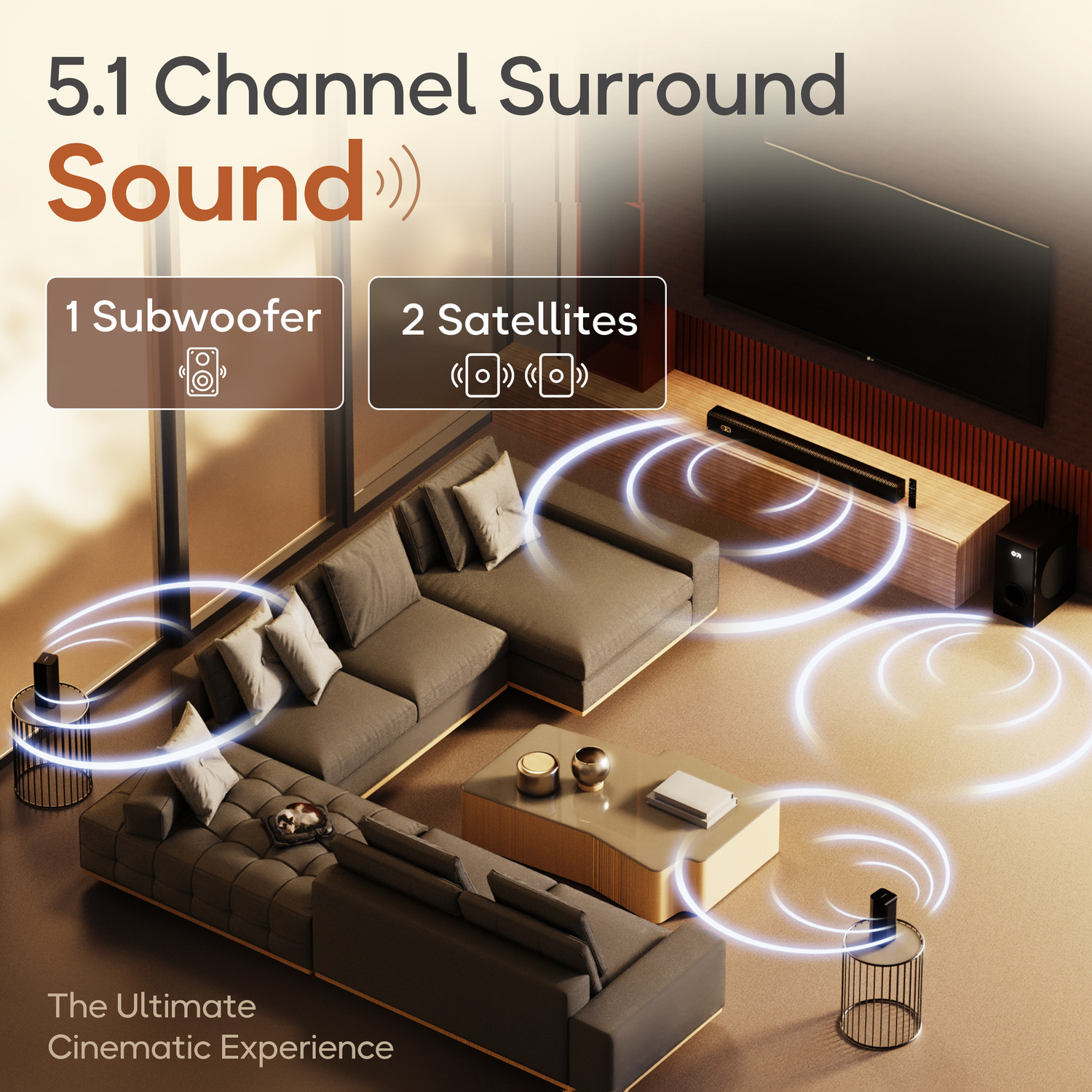 Image of GOBOULT Bassbox X400 with Subwoofer, 400W Power, 5.1 Channel, 3 EQ mode 400 W Bluetooth Soundbar