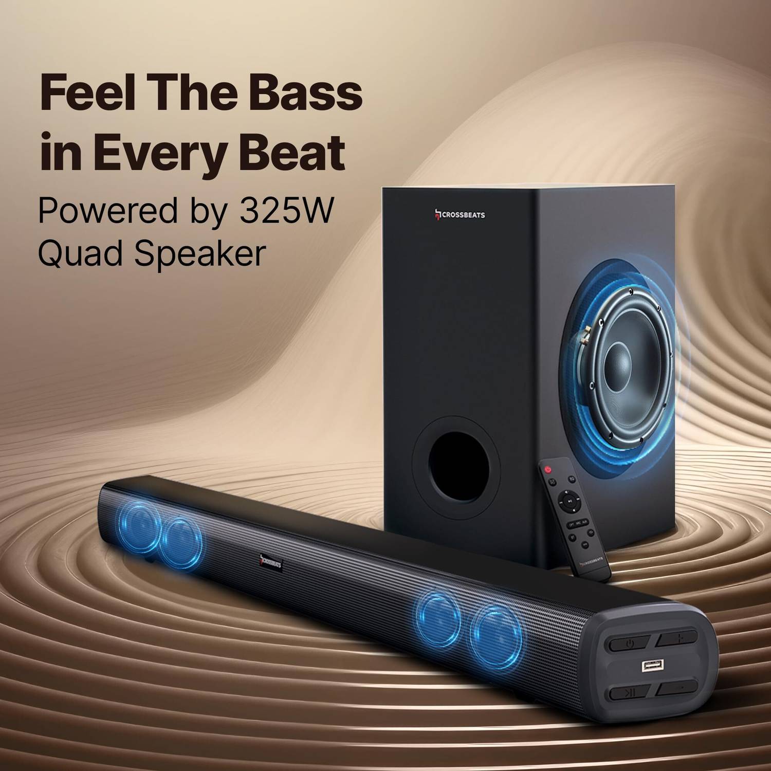 Buy CrossBeats Blaze B600 Max RMS 325W| 3 EQ Modes, HDMI Arc, USB