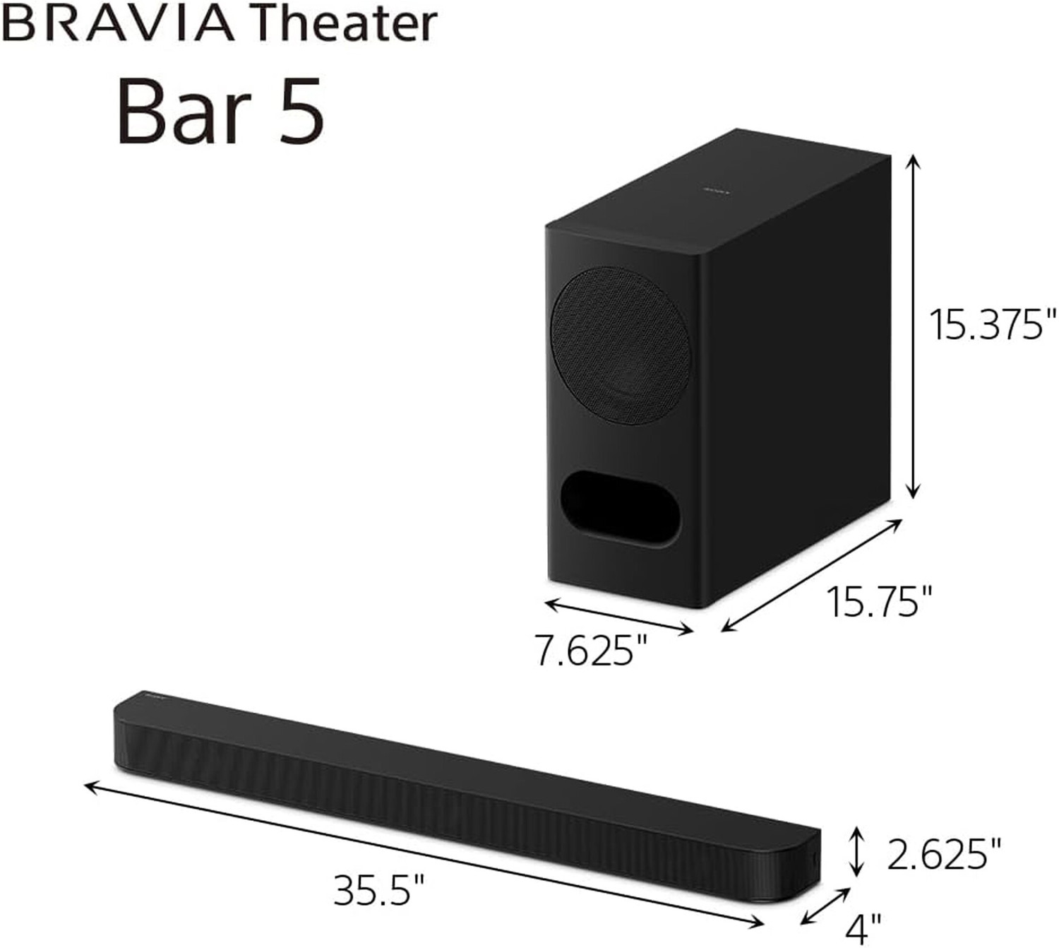 Image of SONY BRAVIA Theatre Bar 5 Dolby Atmos with wireless subwoofer 250 W Bluetooth Soundbar