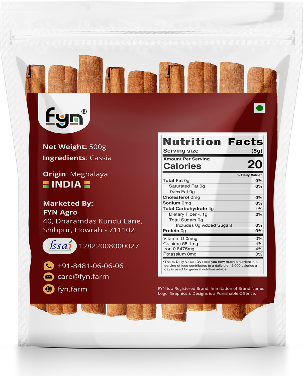 Image of FYN Cassia Cinnamon / Dalchini Sticks (500g) - Strong Flavour & Aroma