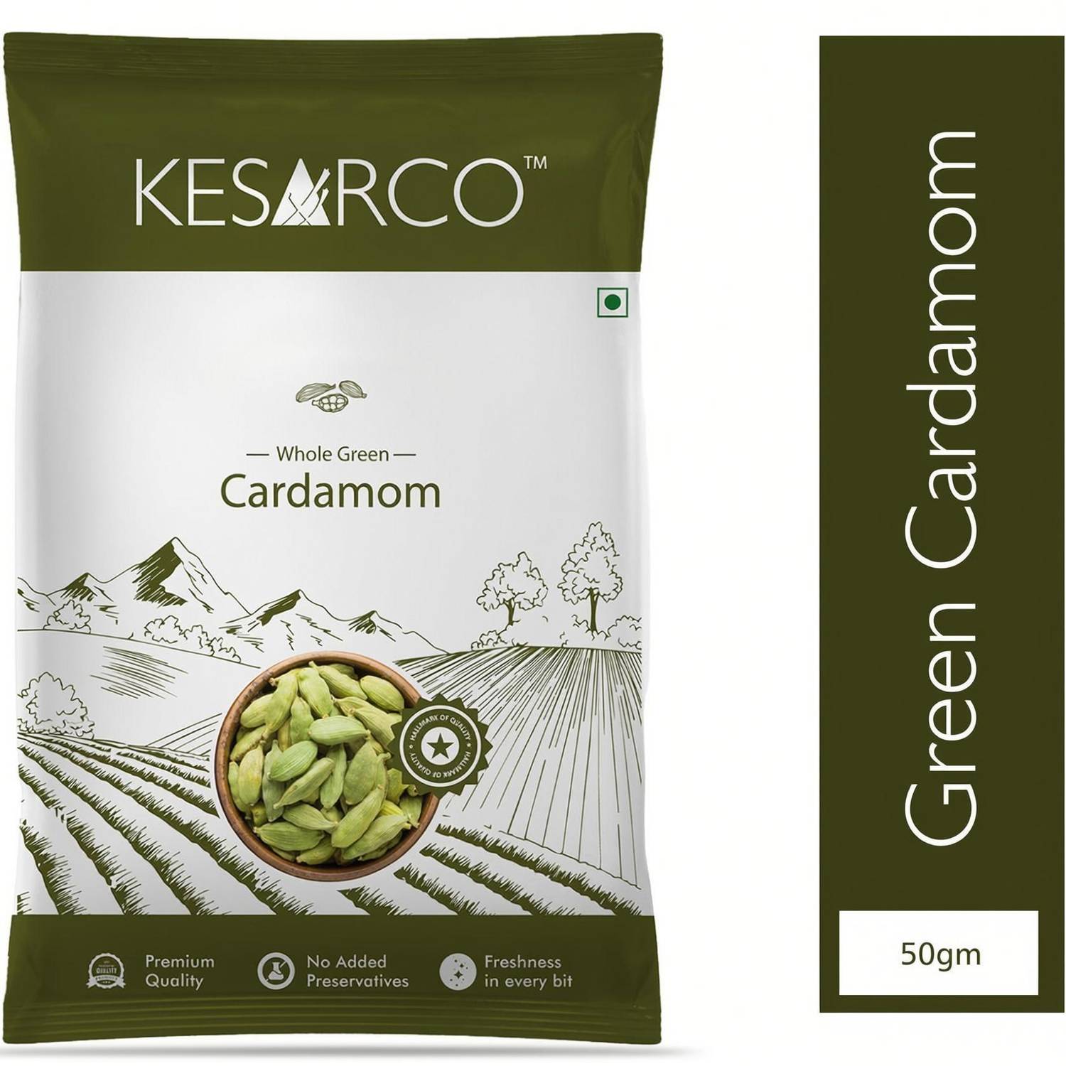 KESARCO Whole Green Cardamom, Elaichi, Kerala Origin