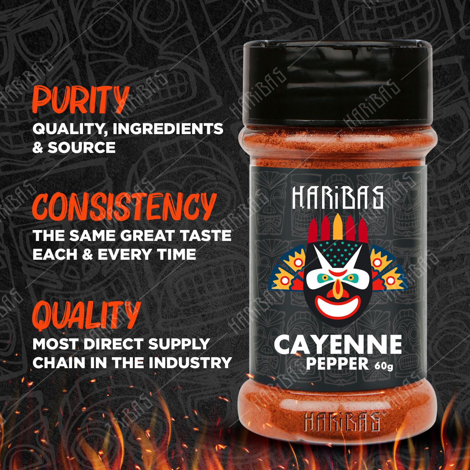 Image of HARIBAS Cayenne Pepper 60g - Easy to Store Shaker Jar - Cayenne Pepper 60g