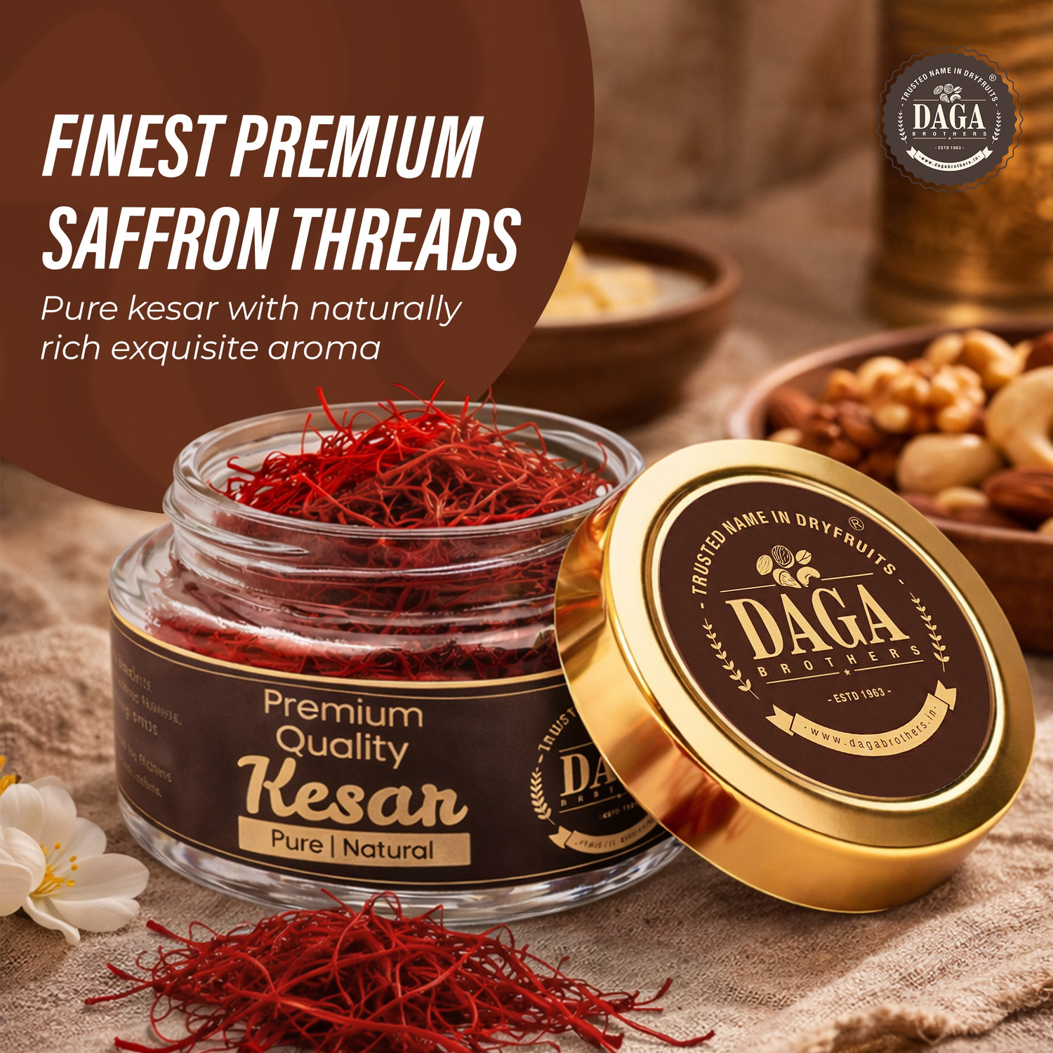 Image of Daga Brothers Premium Quality Kesar /Saffron /Zafran Threads for Cooking, Skin & Pregnancy