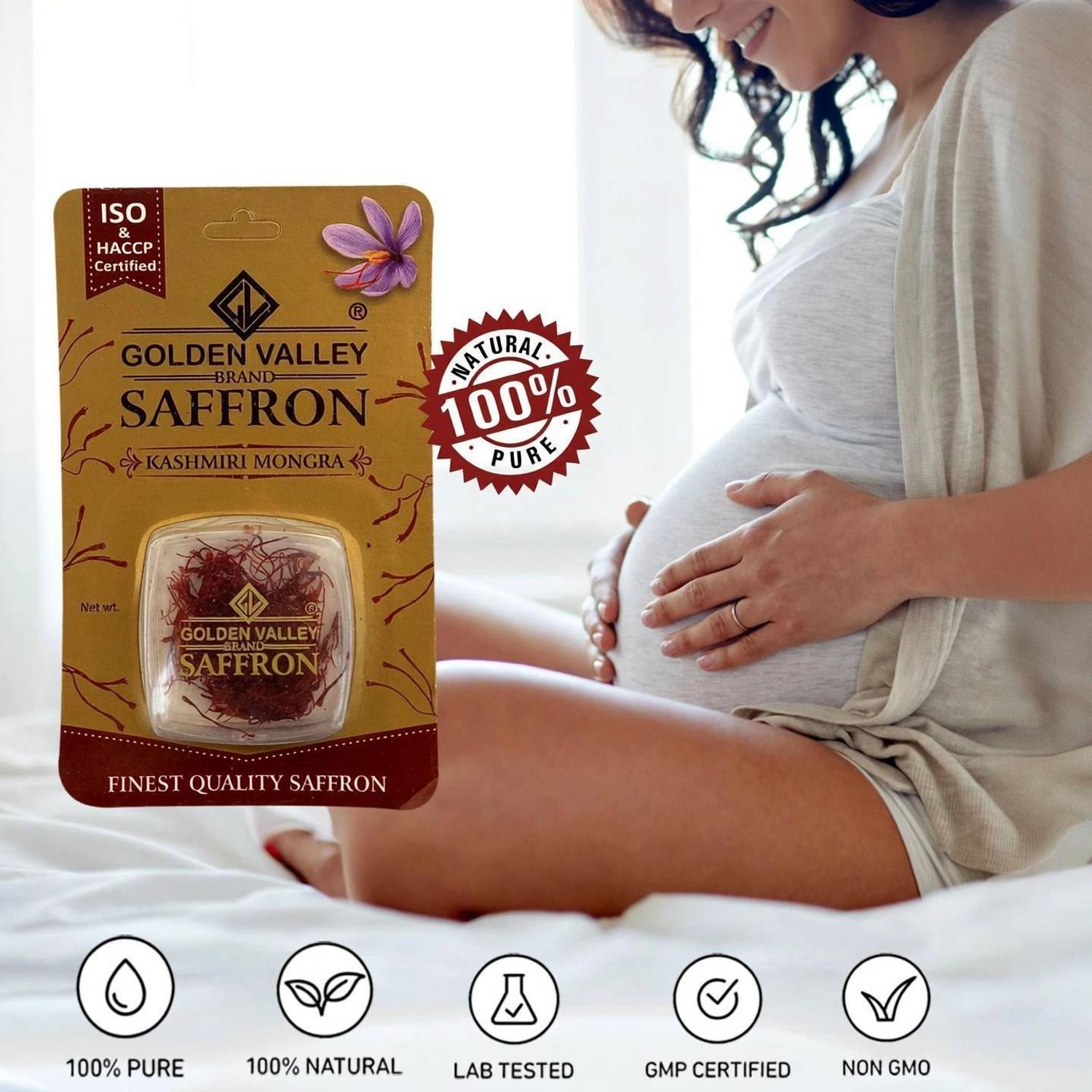 GOLDEN VALLEY Saffron 5Grams Premium Original Natural Kashmiri Saffron Kesar for Pregnant Women, Biryani, Fair Skin, Milk, Tilak Certified ISO A1++ Best Highest Quality 100% Pure All Red Mogra Kumkumapuvvu/ Kesar/ Keshar -(Pack of-5)X1gm