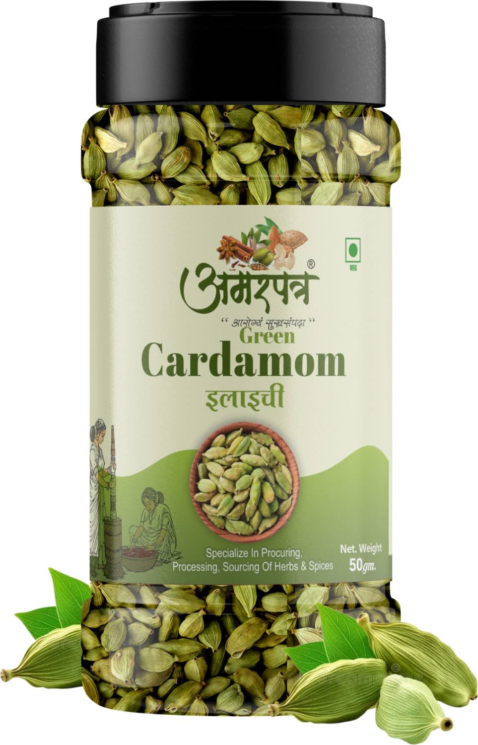 AMARPATRA Cardamom Green Whole | Grade -BIG Size- (8mm-9mm)