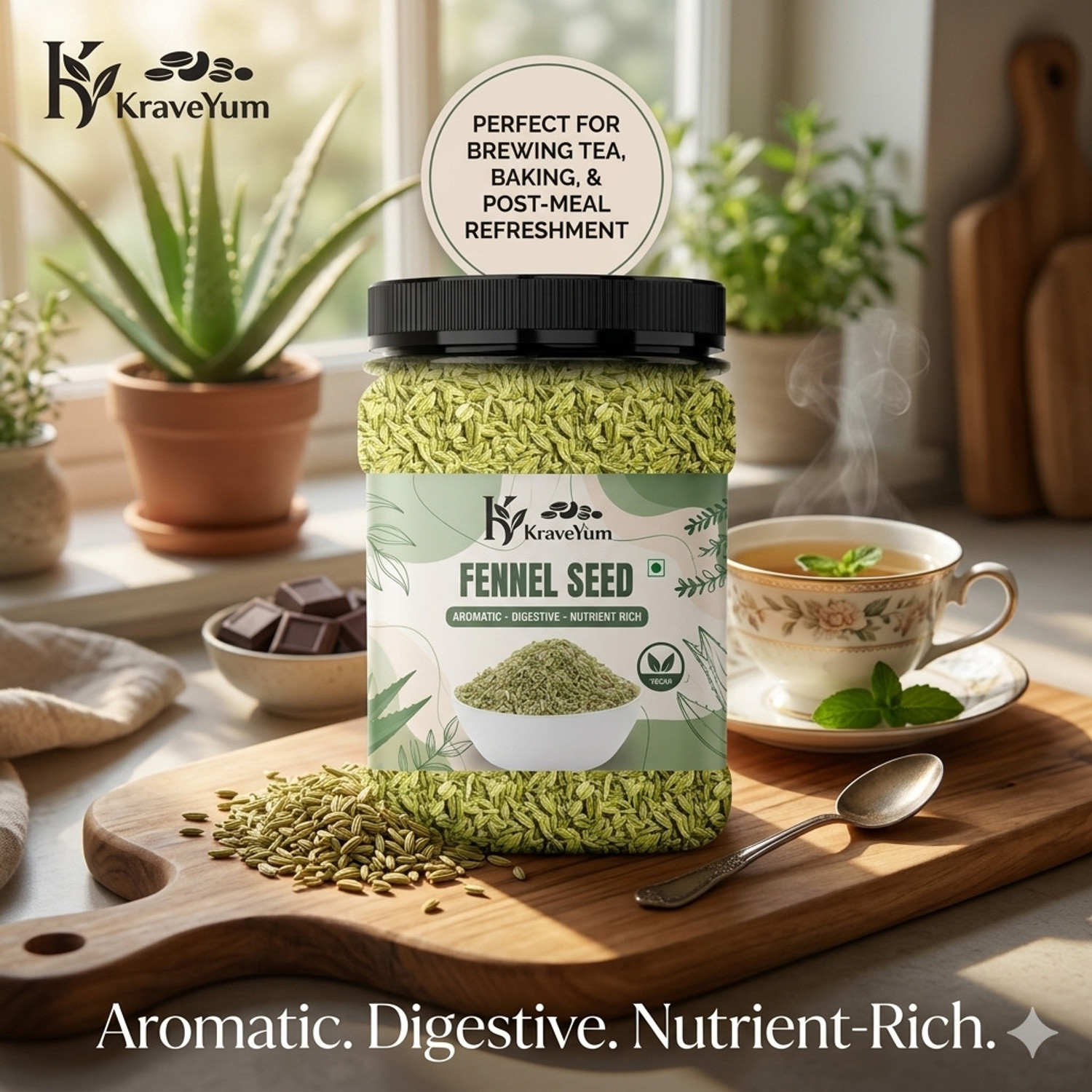 Image of KraveYum Fennel Seeds (Saunf /Variyali) | Sweet, Aromatic & Digestive | Multi-Purpose