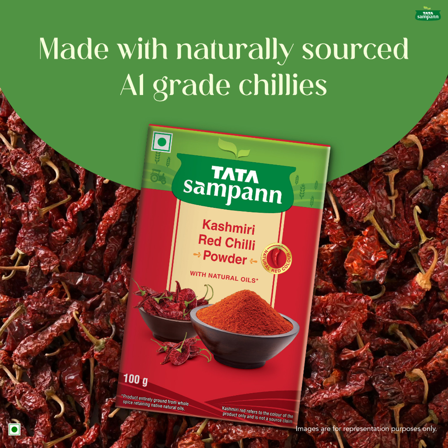 Image of Tata Sampann Kashmiri Red Chilli Powder with Natural Oils, Natural Red Colour