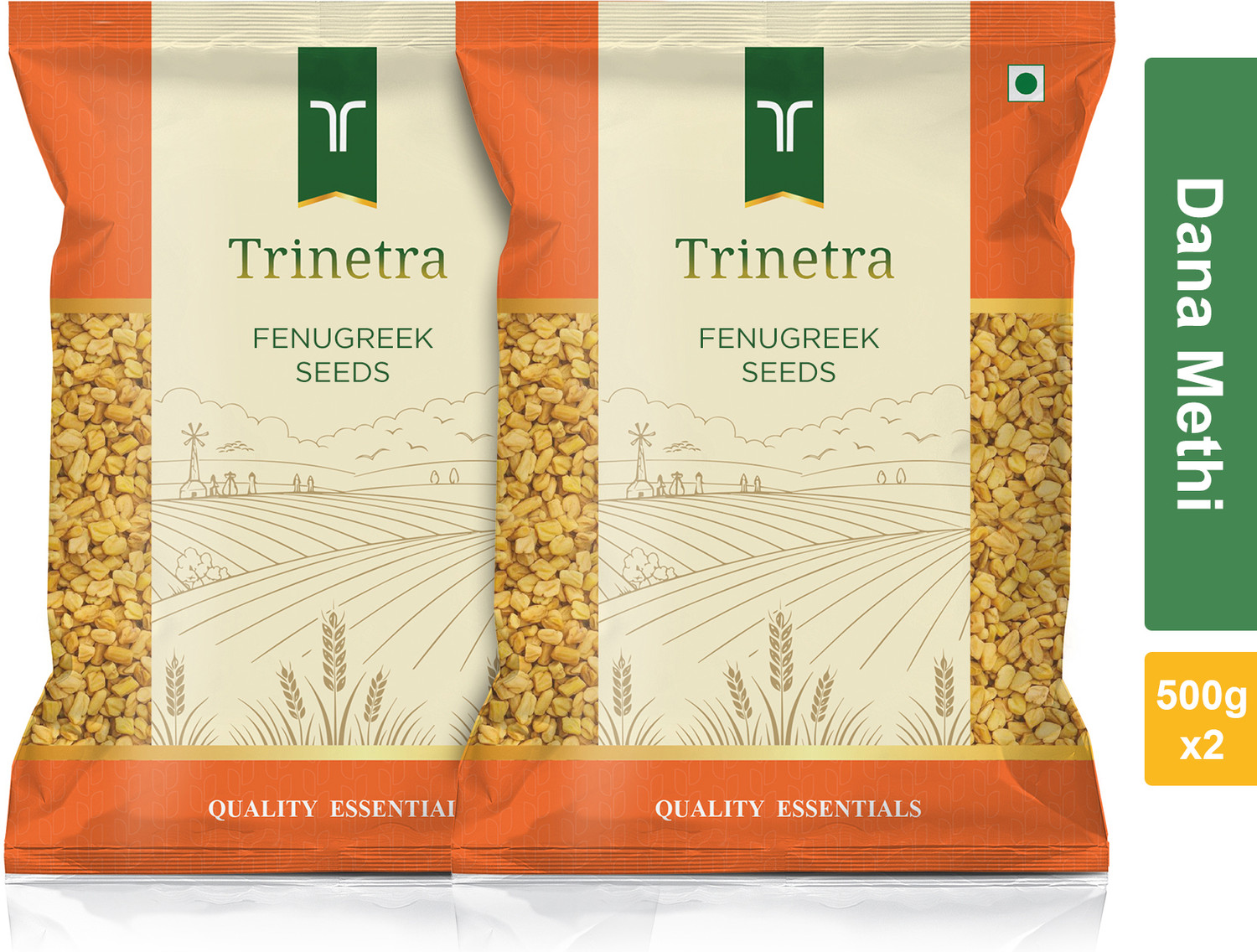 Image of Trinetra Premium Quality Dana Methi (Fenugreek Seeds)-500gm (Pack Of 2)