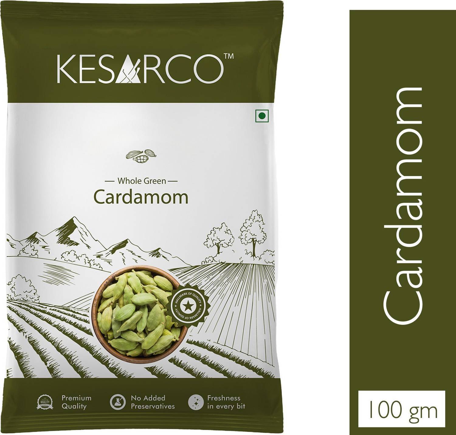 KESARCO Whole Green Cardamom, Elaichi, Kerala Origin