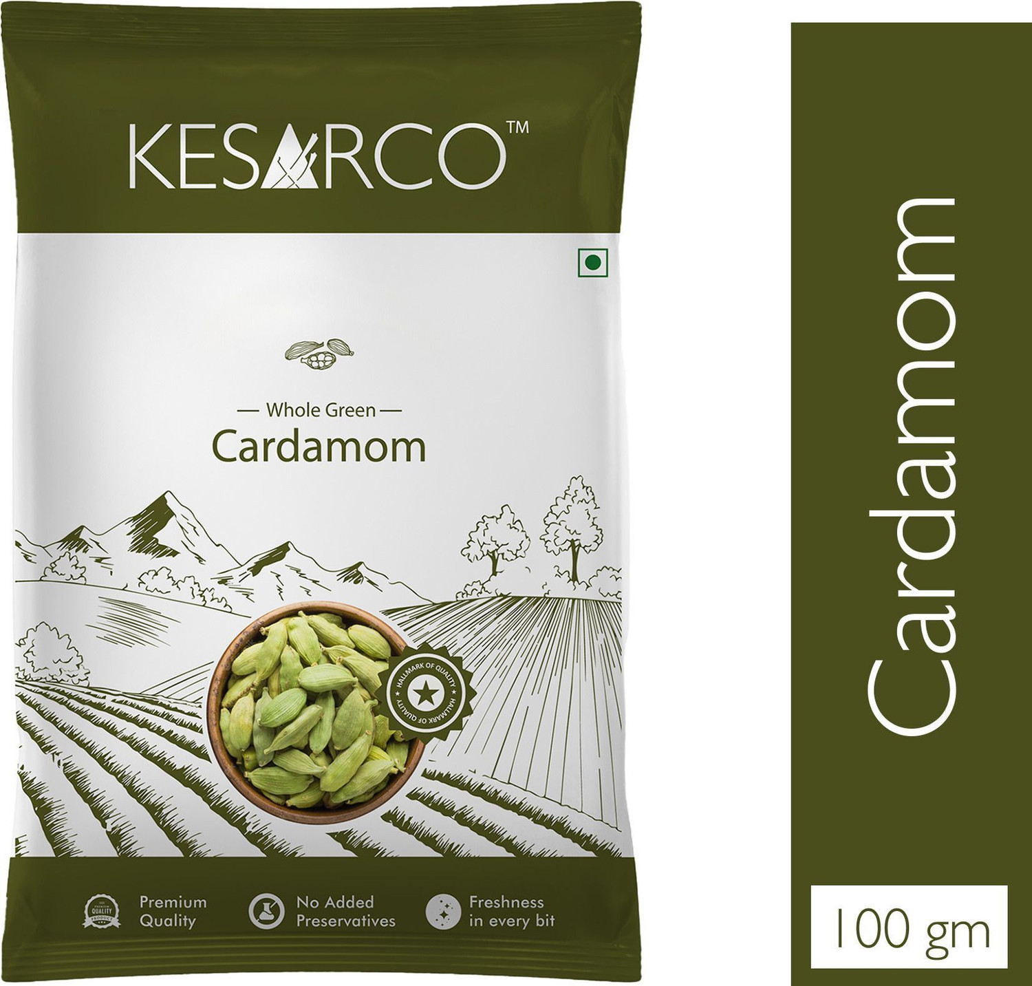 Image of KESARCO Whole Green Cardamom, Elaichi, Kerala Origin