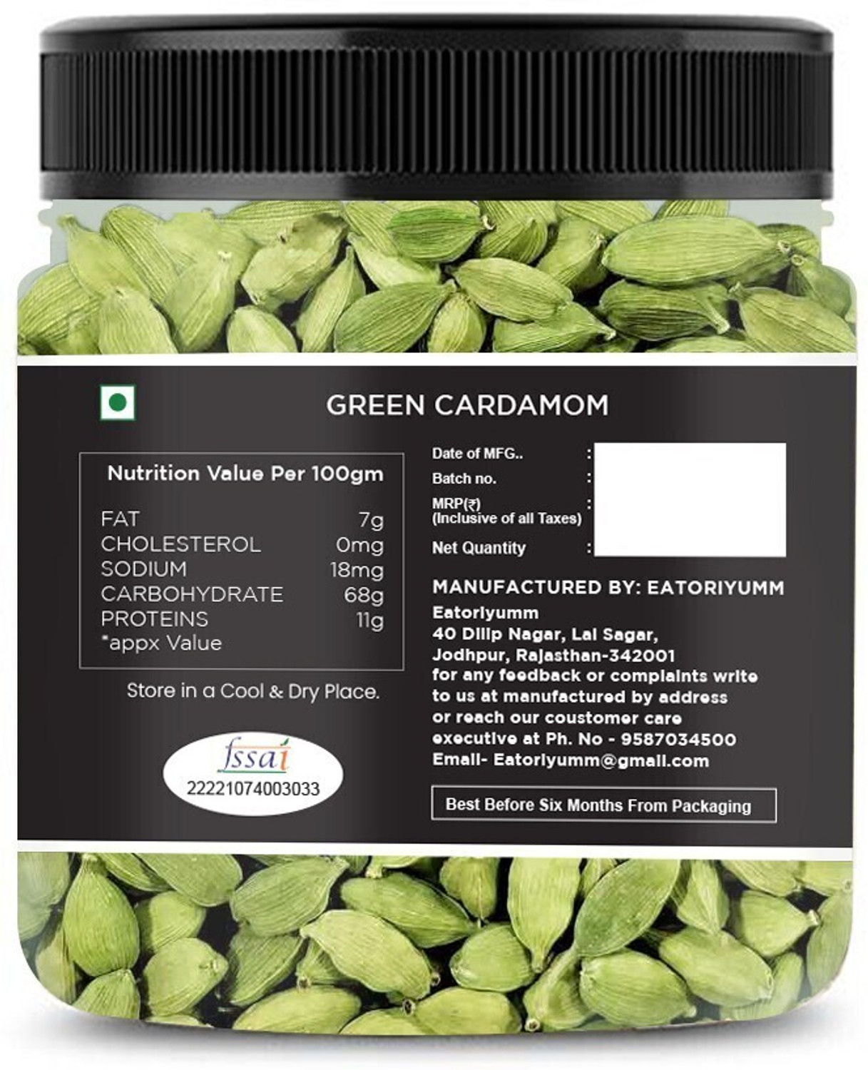 Image of Eatoriyumm Cardamom Green Whole | Grade - Small Size- (6mm-7mm)