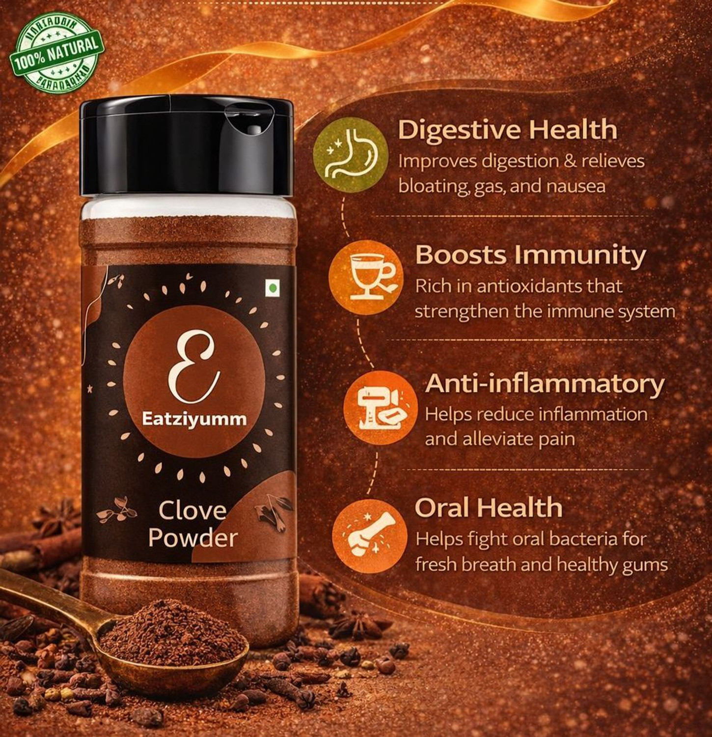 Image of Eatoriyumm Clove Powder (100gm) ( Pure And Natural ) (Laung / Lavang /Long Powder