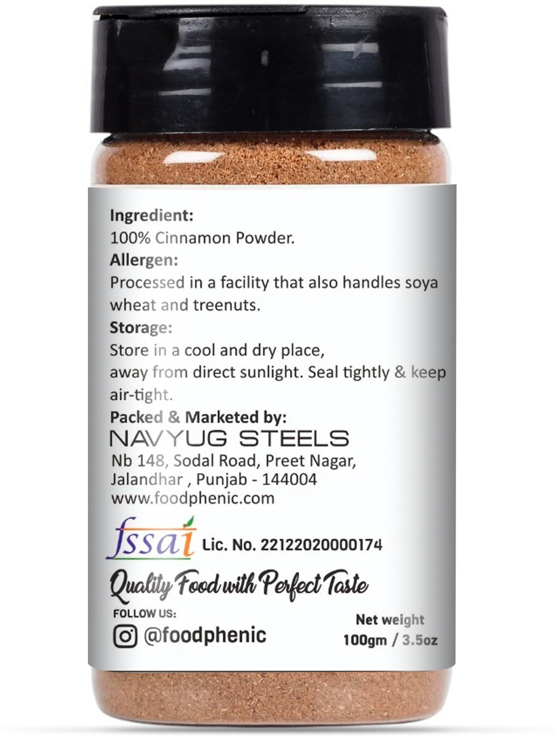 Image of FOODPHENIC Cinnamon (Dalcheeni) Powder Shaker Jar 500gm