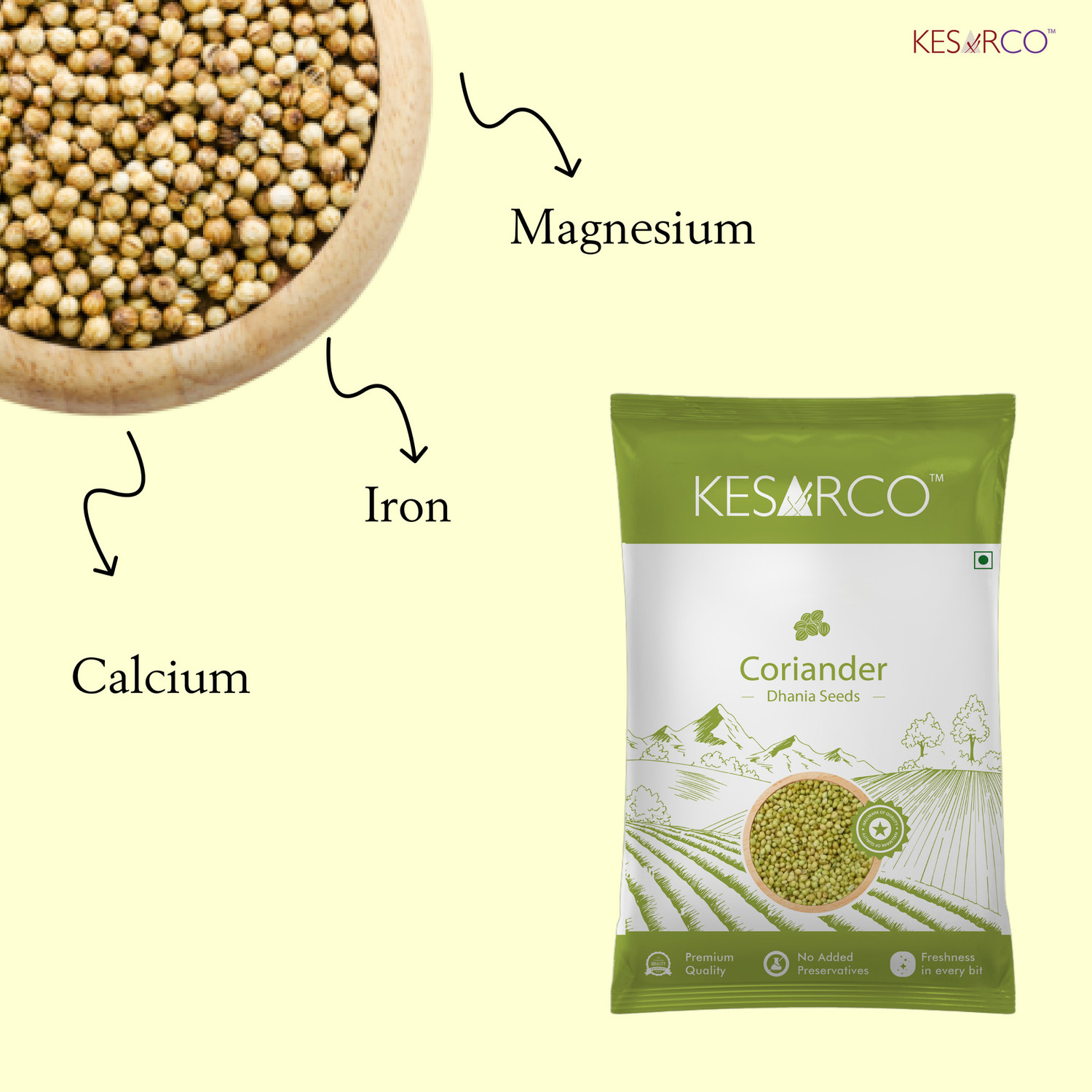 Image of KESARCO Whole Coriander Seeds | Pure, Aromatic & Sun-Dried | Sabut Dhaniya