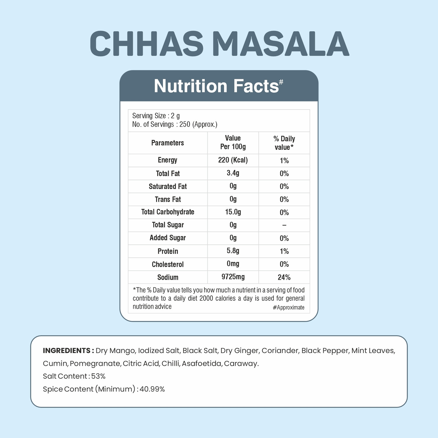 Image of ADANII MASALA Chhas Masala (Buttermilk), 100 gm
