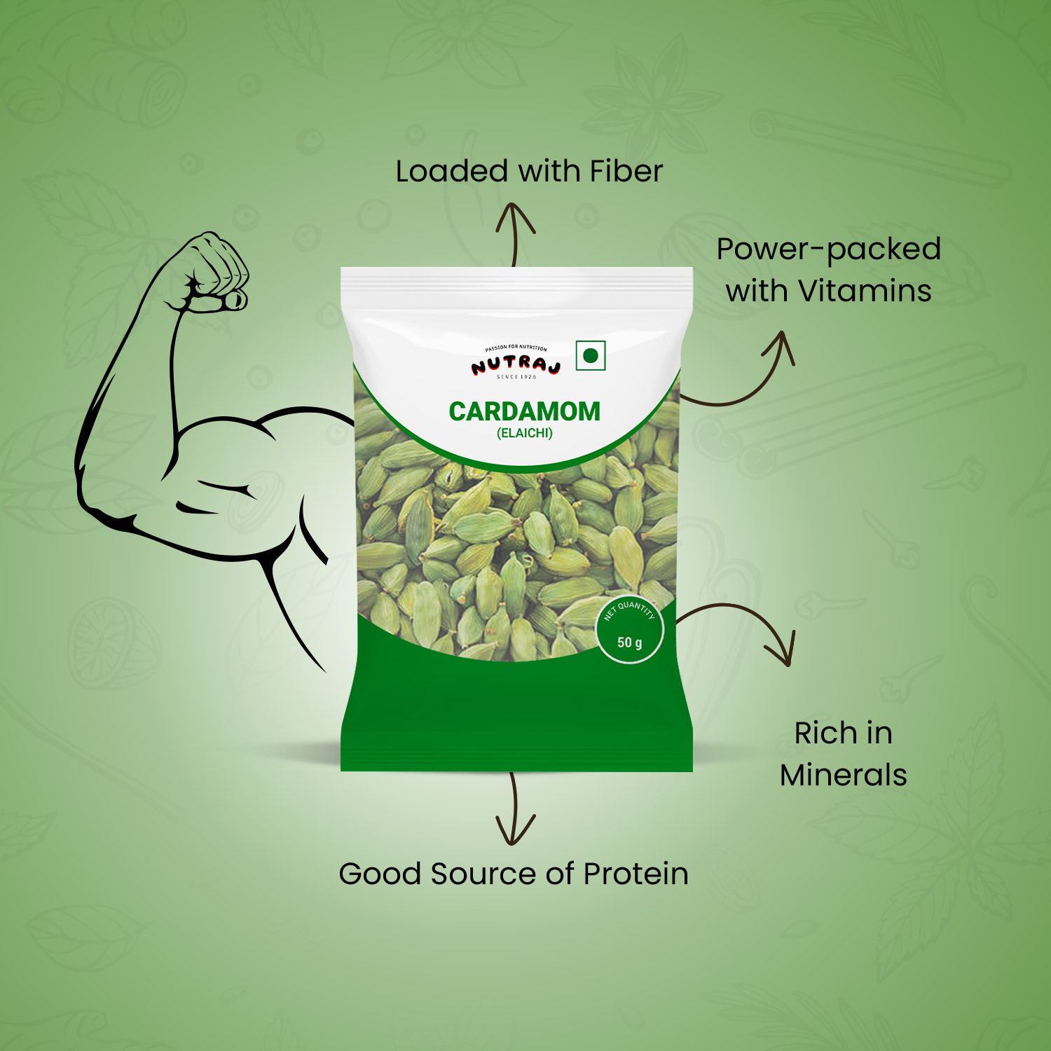 Image of Nutraj Cardamom Elaichi 100g, Green Elaichi 100g, Hari Elaichi,