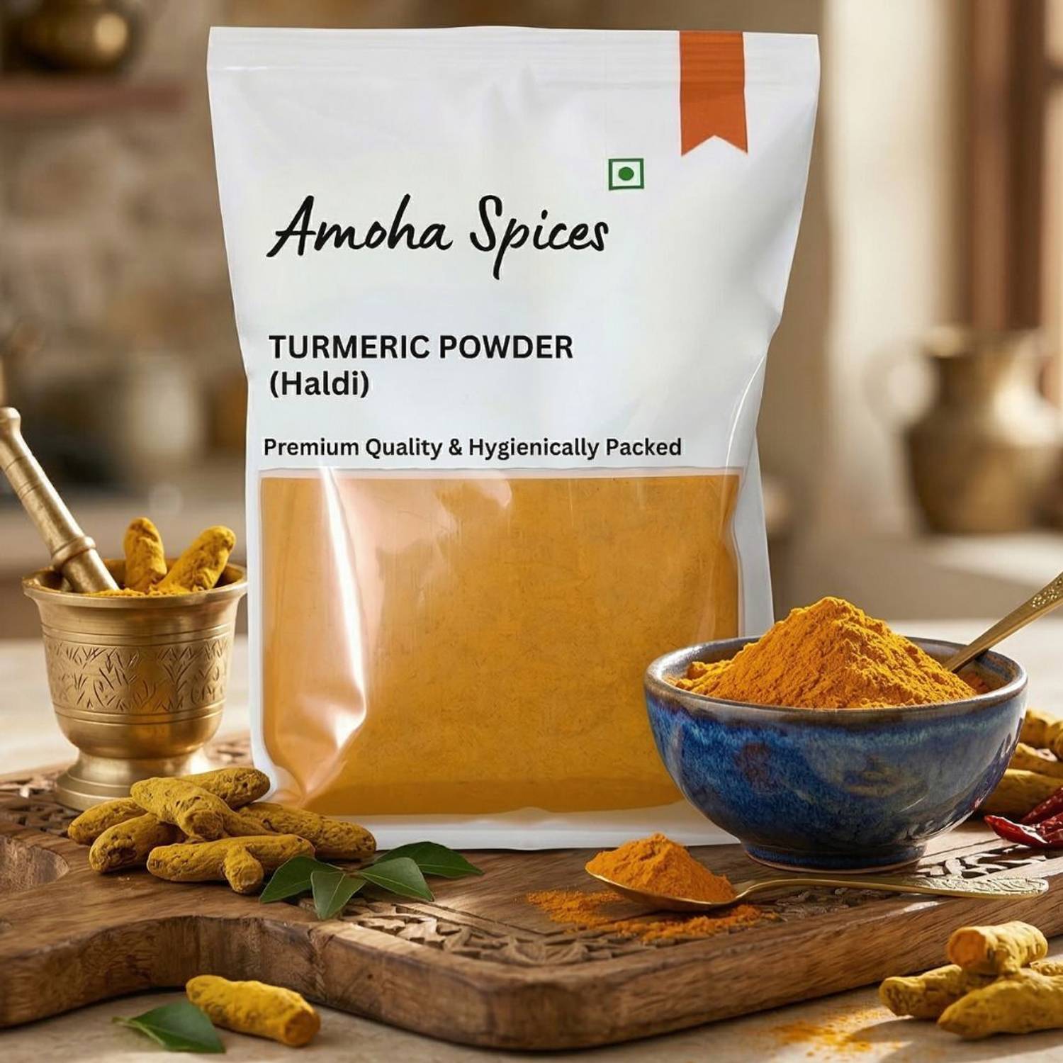 Amoha Spices Pure & Natural Turmeric Powder (Haldi) | High Curcumin | No Added Color