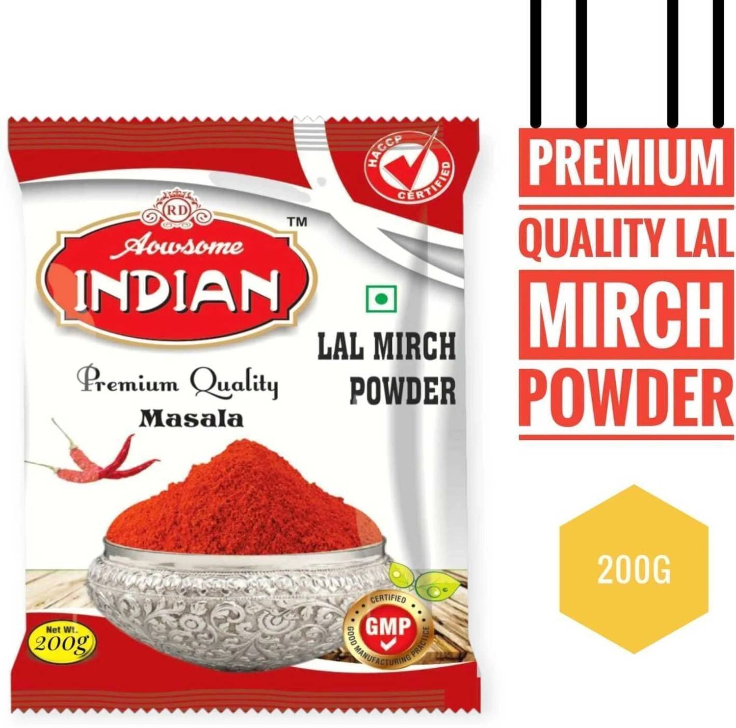 aowsome indian Red Chilli Powder (Lal Mirch Powder) Natural Coloring Spice for Cooking