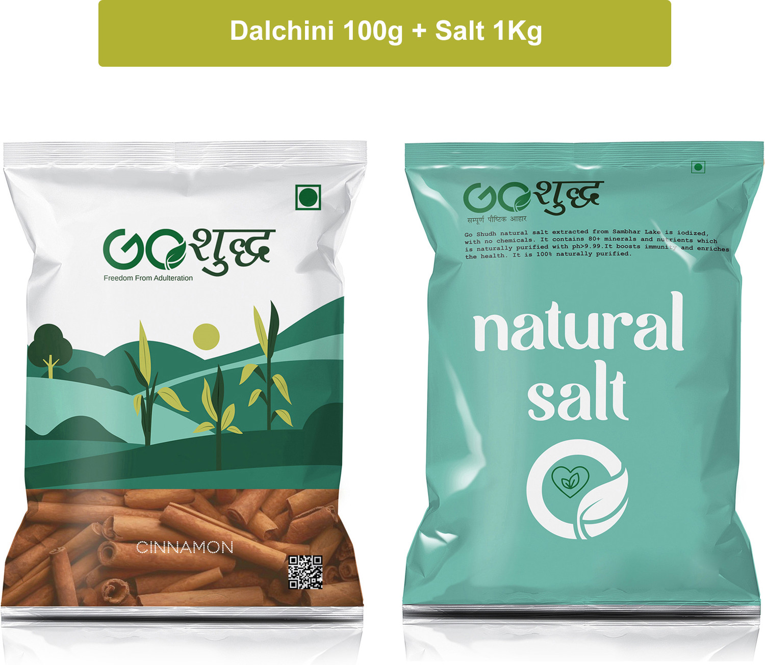Image of Goshudh Dalchini sabut 100gm & White Salt 1Kg Combo Pack 1100g