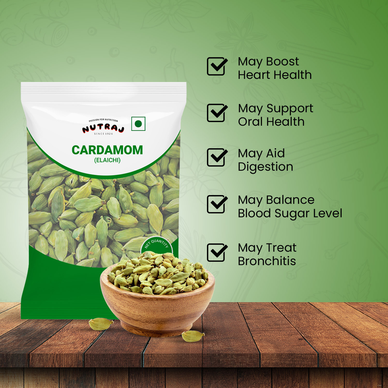 Image of Nutraj Cardamom Elaichi 100g, Green Elaichi 100g, Hari Elaichi,