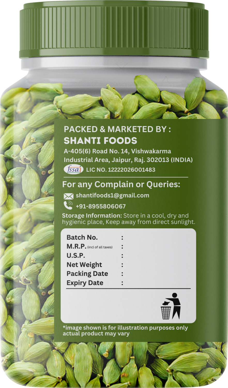 Image of Healthy Wealthy Cardamom Green Whole (Elaichi) | Grade - Bold Size - 8mm