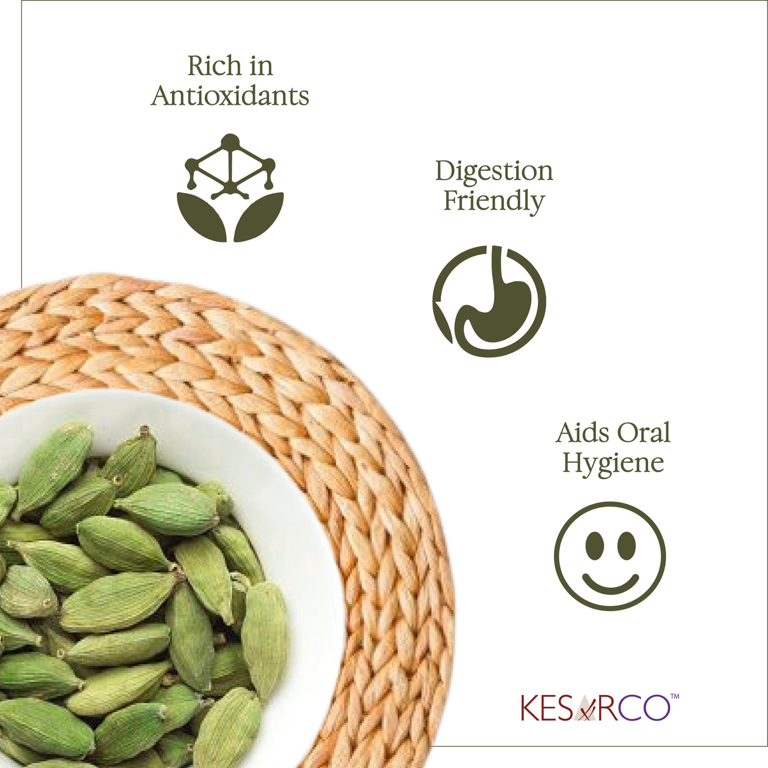 Image of KESARCO Whole Green Cardamom, Elaichi, Kerala Origin