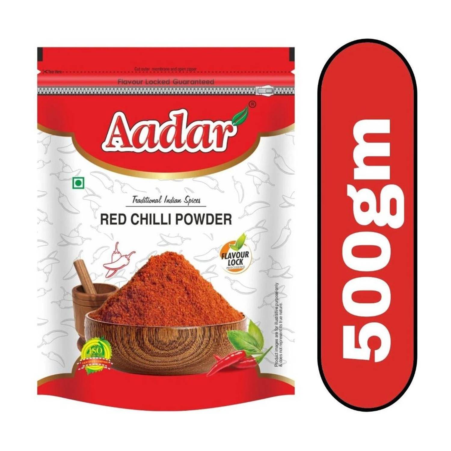 AADAR Red Chilli Powder 500gm Zipper Pack | Lal Mirch Powder(