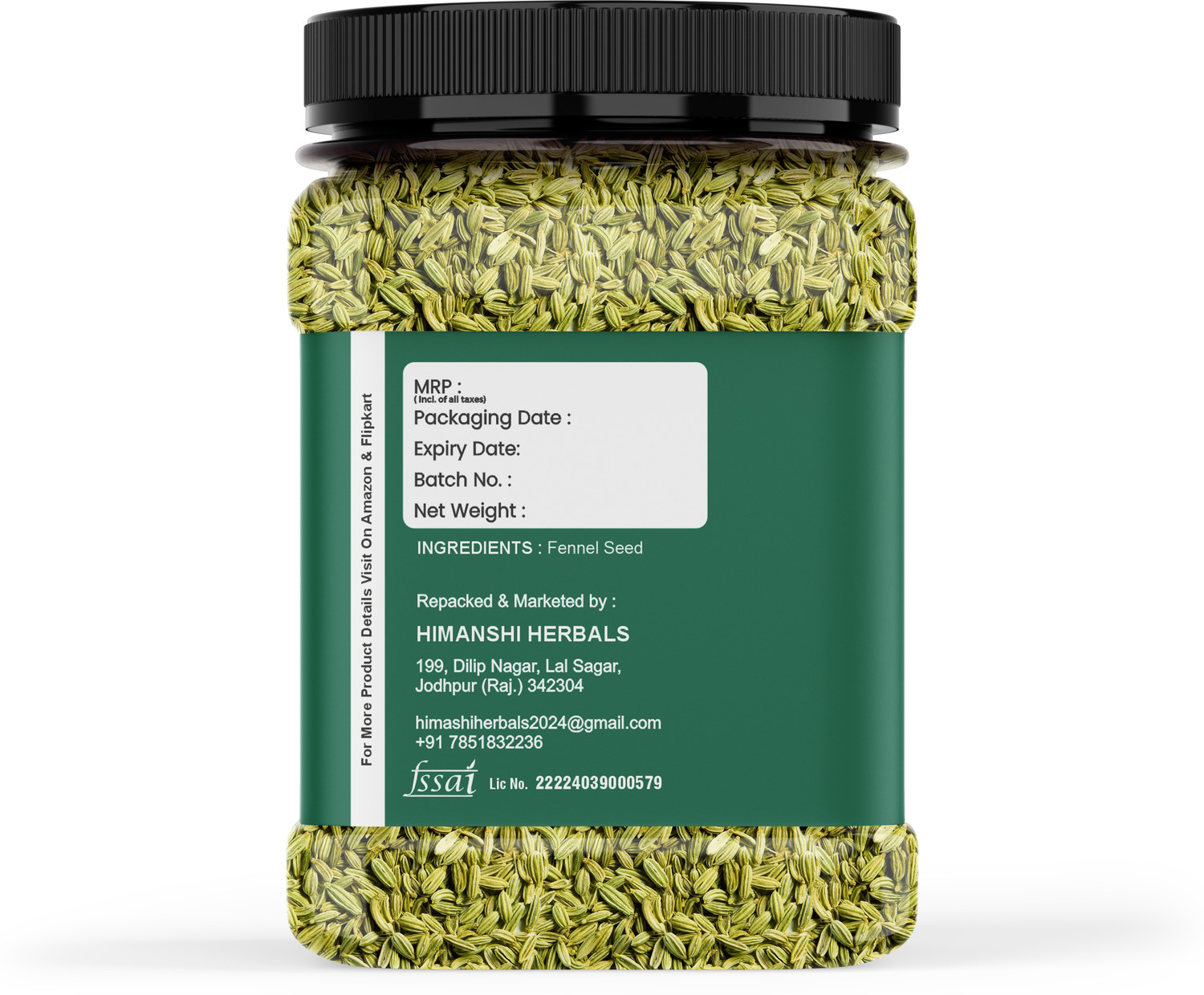 Image of HIMANSHI HERBALS Green Fennel Seeds | Natural Saunf for Digestion | Fresh Breath | Spice Seeds